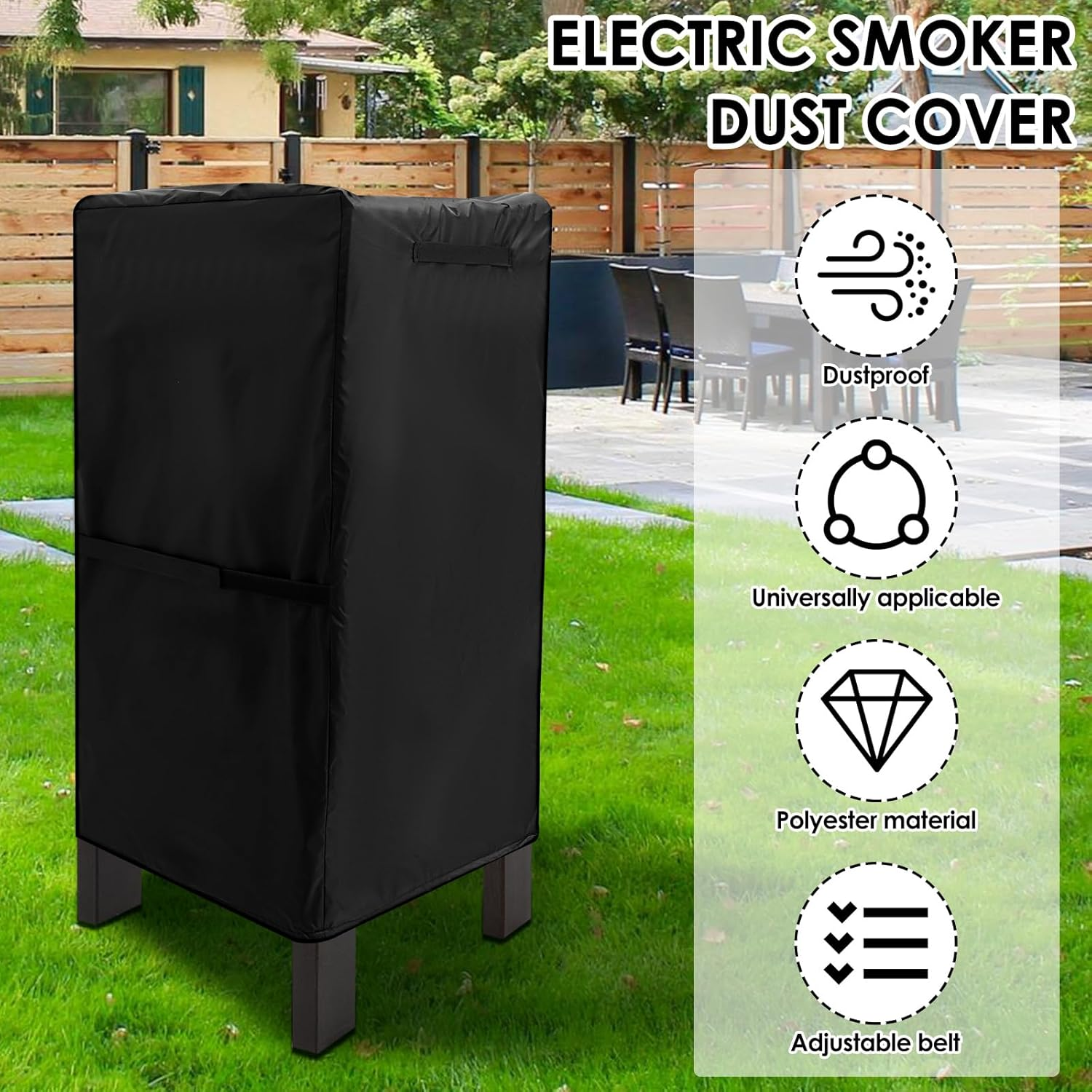 Smoker Grill Cover, Convenient Handles Waterproof Vertical Smoker BBQ Grill Cover with Handle for Outdoor Grill image number 4
