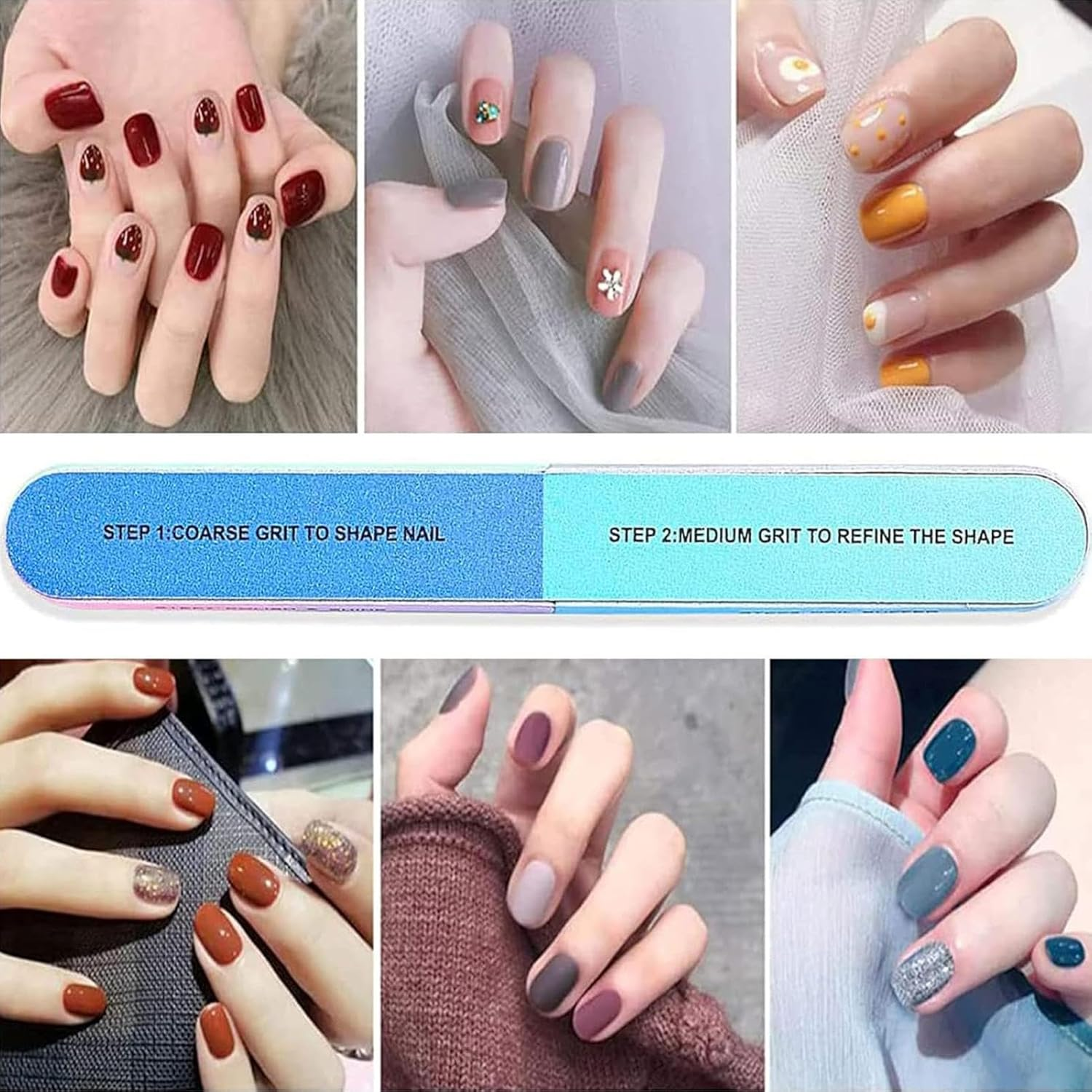 Nail File - 5.51 Inches 6-Sided Fingernail - Eva Nails Polishing Block - Nail Buffers Manicure Tools - Finger Nail Files for Nail Art Nail Care, and Polishing, Perfect for Smooth and Shiny Nails