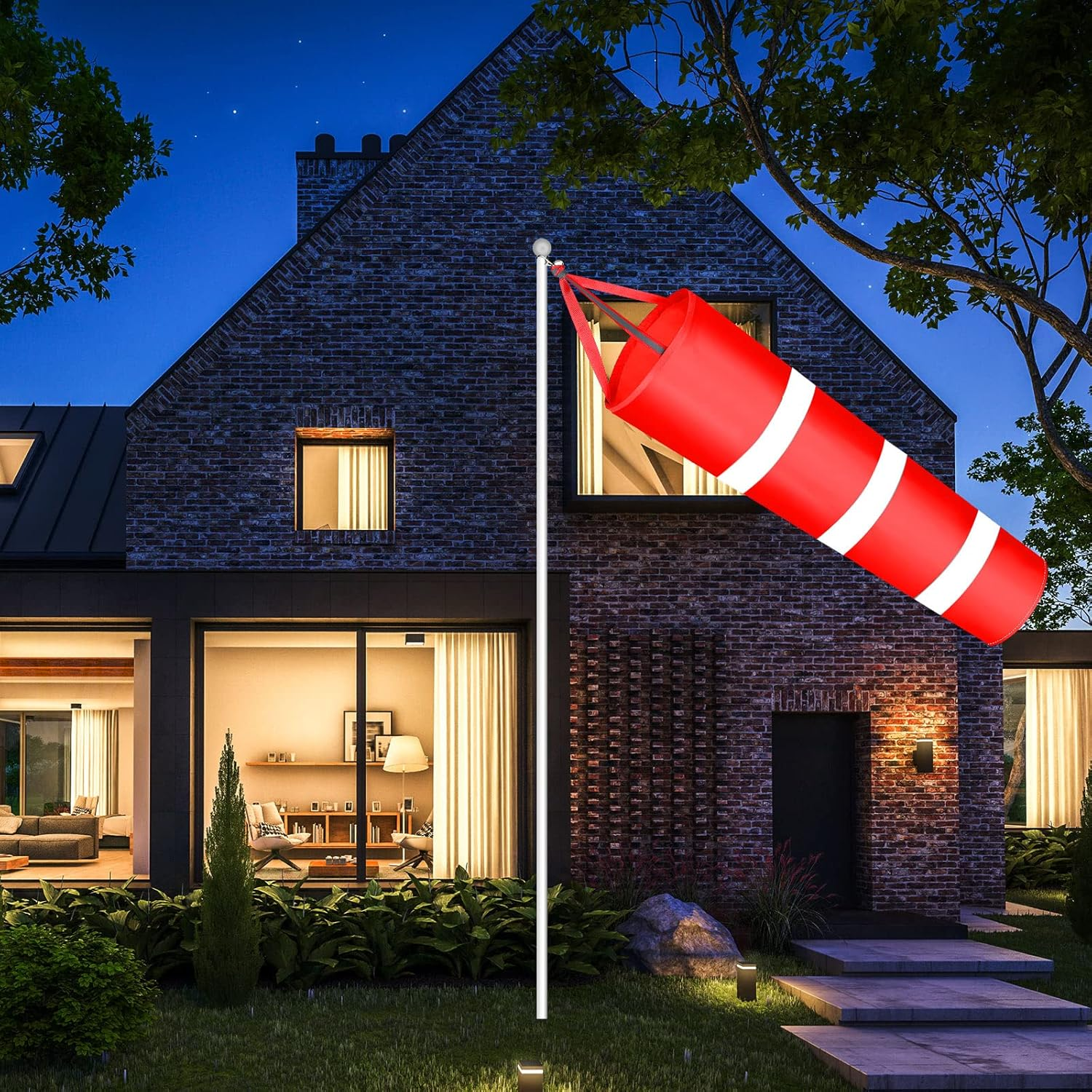 2 Pcs Airport Windsocks Measurement Sock Bag with Reflective Belt Oxford Fabric Ripstop Wind Sock Wind Direction Indicator Windsocks Outdoor Aviation Flag for Airport Farm, 31.5 Inch, 39 Inch(Red) image number 3