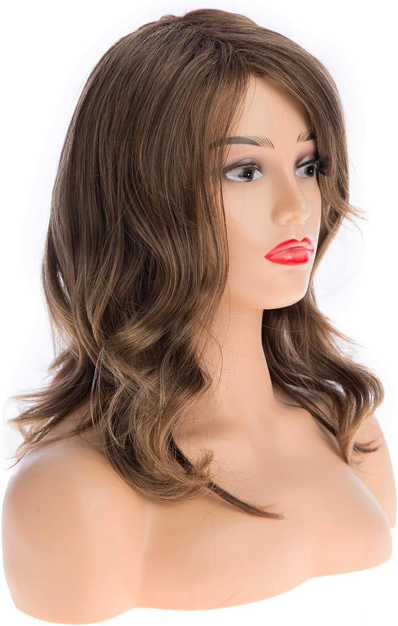 Beweig Brown Wig with Bangs for Women, Natural Curly Bob Wig with Side Bangs, Synthetic Heat Resistant Wigs for Daily Party image number 5