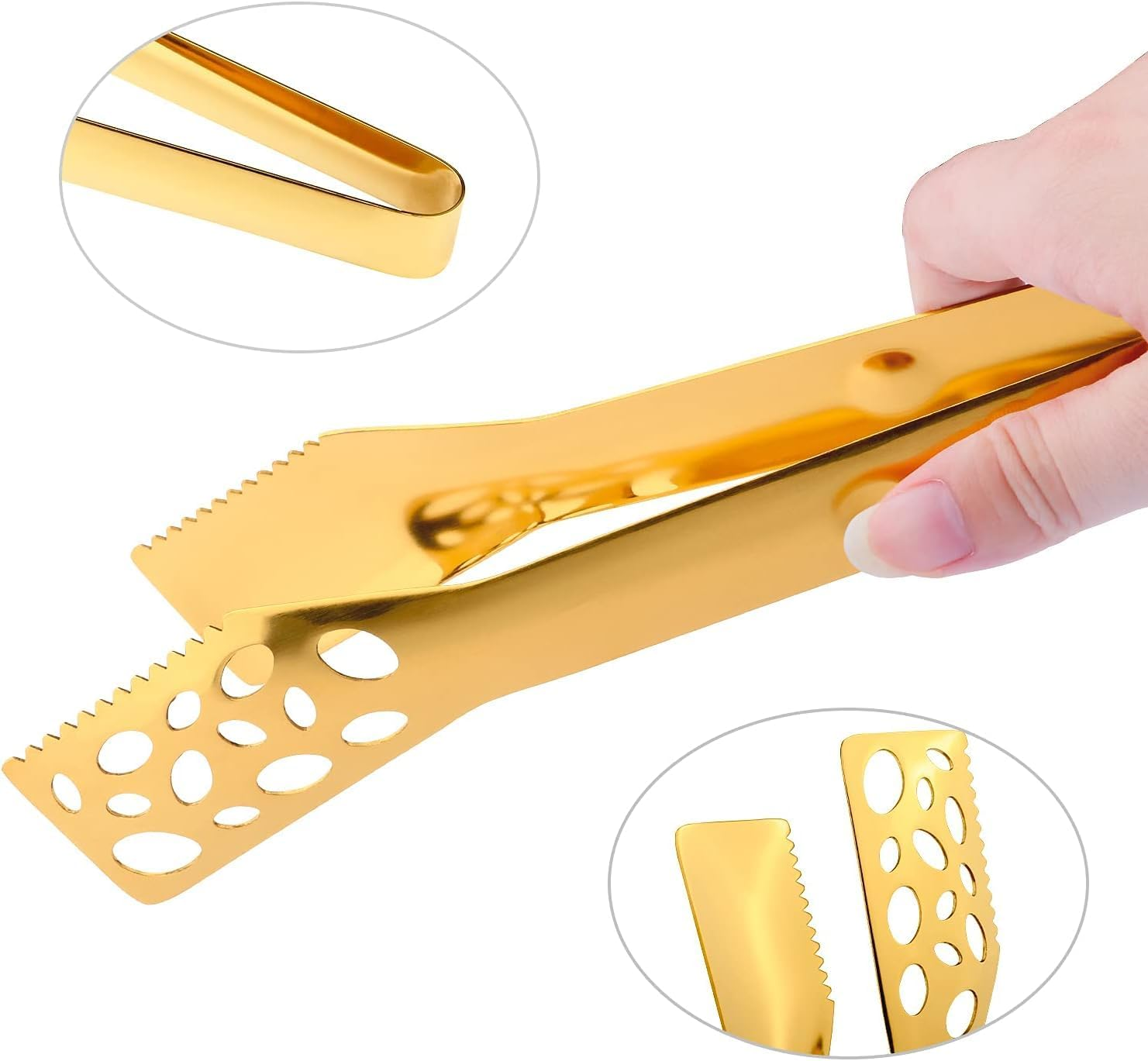 2 Pack Kitchen Tongs for Cooking 10 Inch Stainless Steel Salad Tongs BBQ Grill Tongs Heavy Duty Metal Tongs Heat Resistant Gold Serving Utensils (Gold, 10 Inch) image number 3