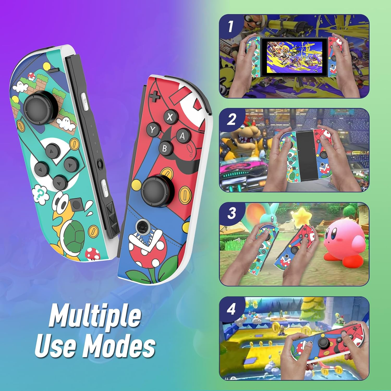 Wireless Controller Compatible with Switch/Lite/Oled, Joypad for Console, Wireless Replacement for Game Pad, Joystick Support Dual Vibration/6 Axis Motion/One-Key Wake-Up, Red Green image number 4