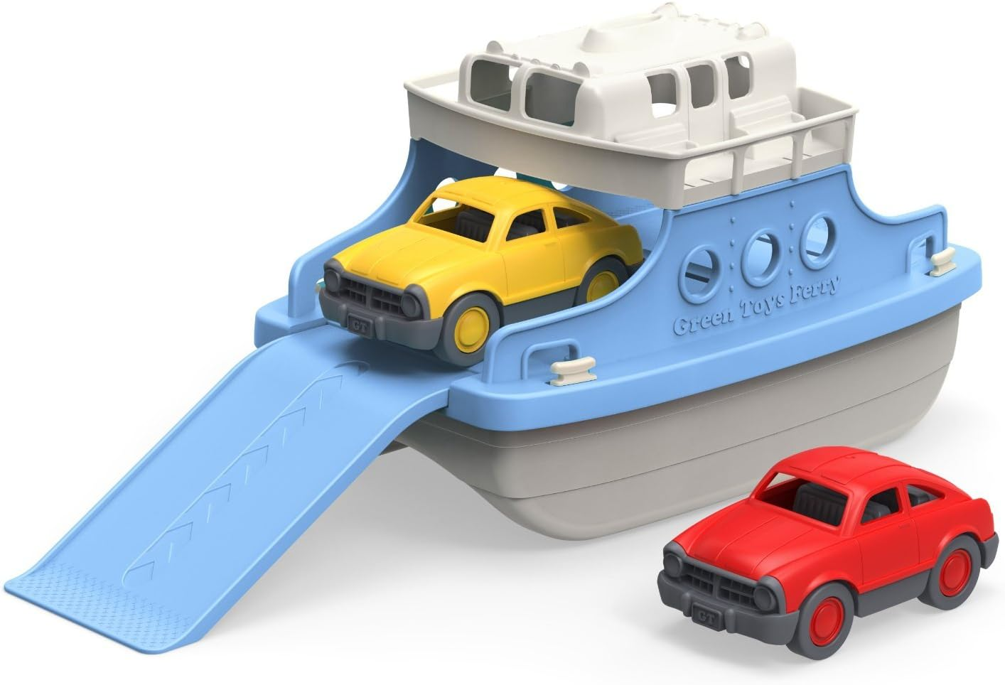 Green Toys Ferry Boat with Mini Cars Bathtub Toy, Blue/White image number 3