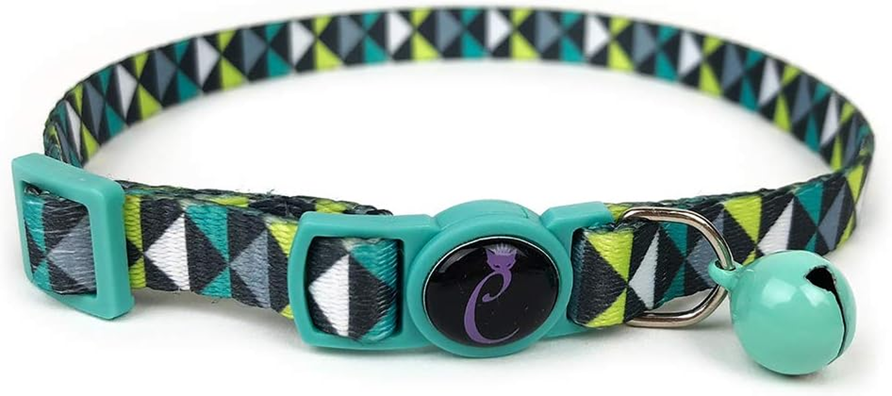 Cattitude Cattitude Classic Cat Collar, Turquoise, Blue - Cat Collars with Bells, Adjustable Nylon Strap, Safety Release Breakaway Buckle, Kitten, Puppy, Small Dog image number 3