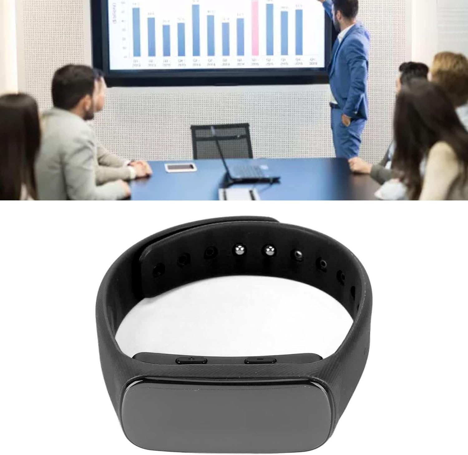 Sound Recorder Wristband, Voice Activated Power off Auto Saving Hifi Sound Support Speech to Text Voice Recorder Watch Noise Reduction Rechargeable for Lecture (Black) image number 6