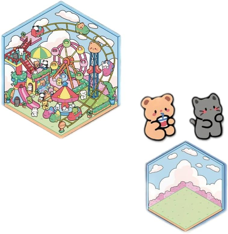 Tuvwxyza DIY 3D Miniaturized Stickers Scene Cabin Landscaping Handcrafted Cute Collage, 3D Cartoon House Stickers, 8 Sets image number 2