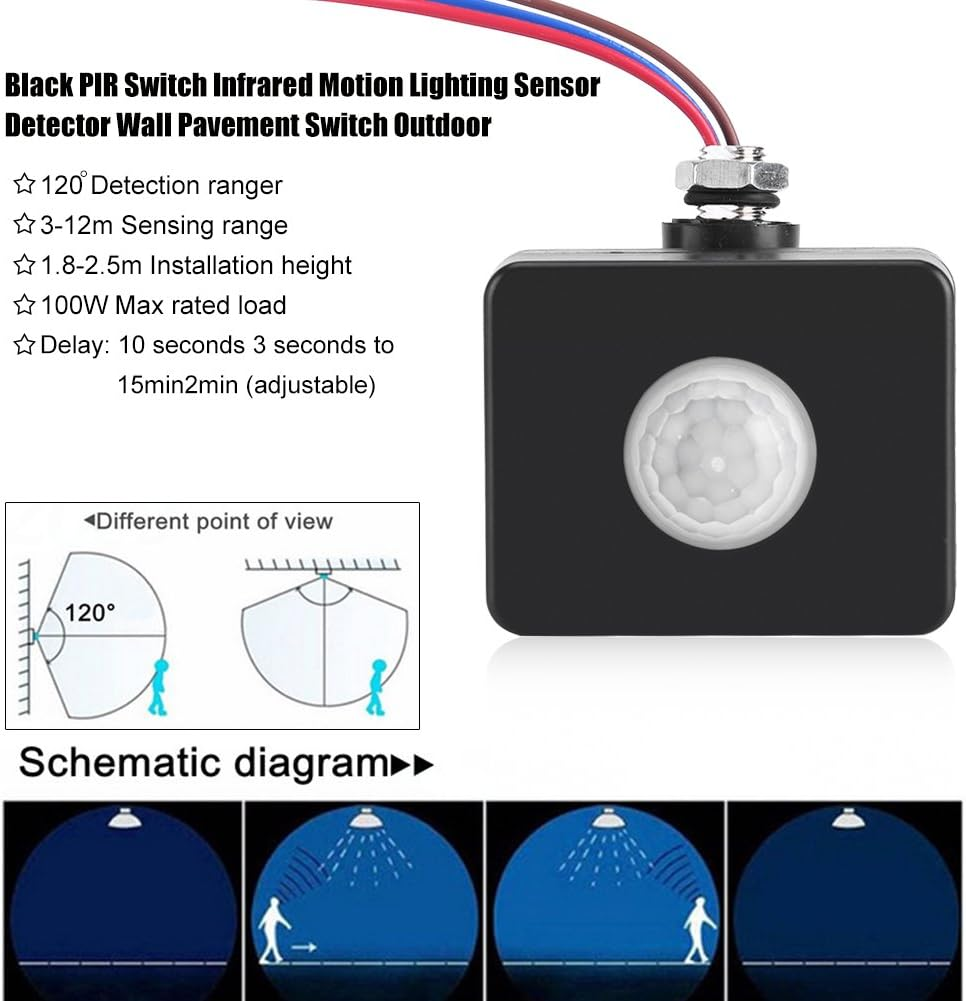Motion Sensor Outdoor Human Body Infrared Detector PIR Wall Pavement Switch Alert System Black image number 2