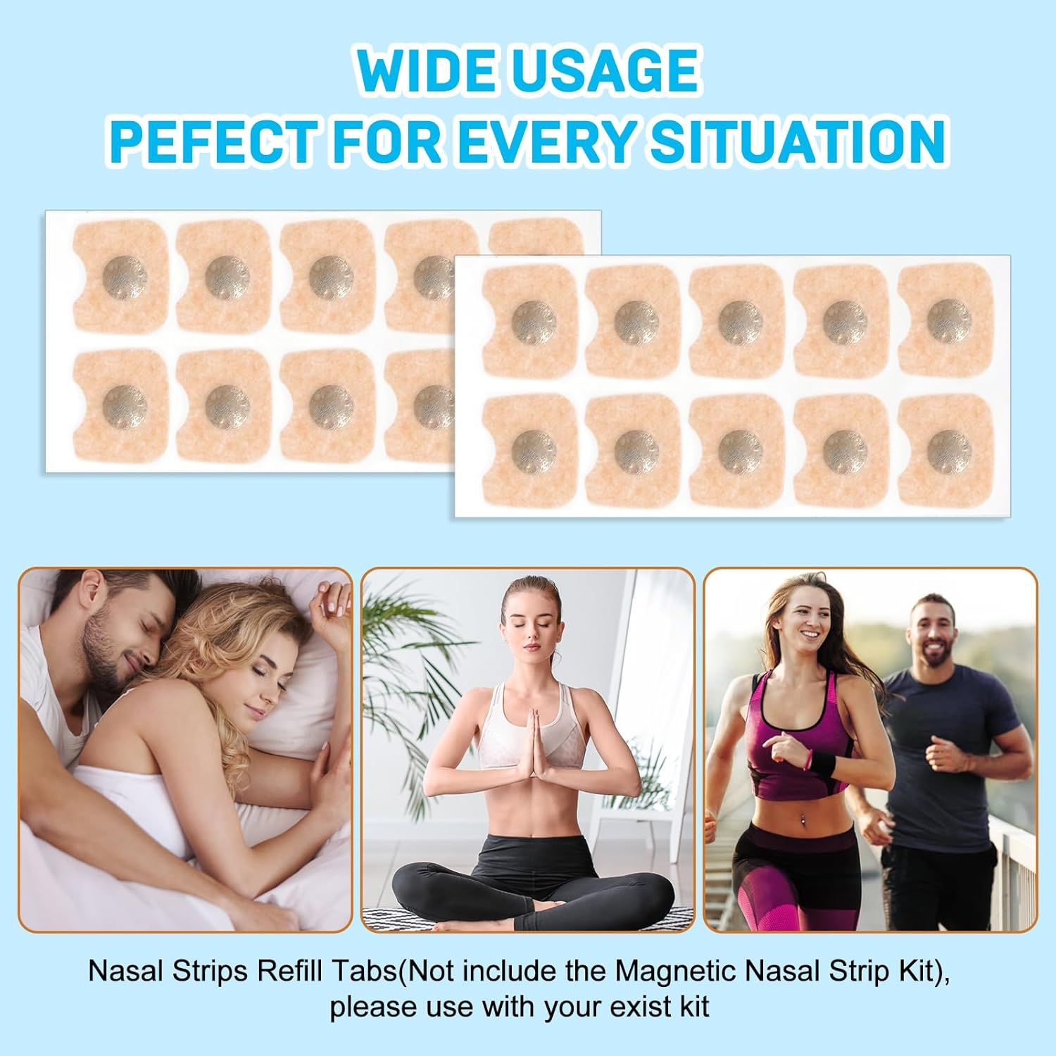 Magnetic Nasal Strips Refill Tabs,(60 Count)30 Days&rsquo; Supply Skin Safe anti Snoring Devices,Snoring Solution for Better Breathing,Sleep,Exercise,All Night Comfortable image number 3