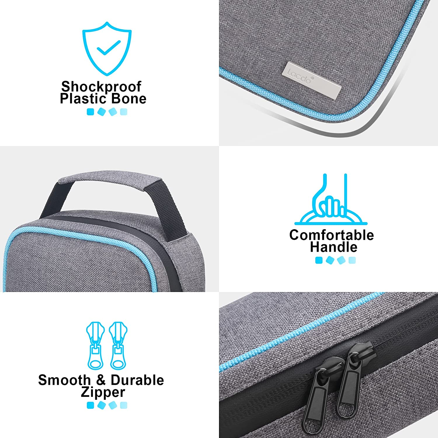 Lacdo Electronic Organizer, Travel Cable Organizer Bag Pouch Tech Electronics Accessories Carry Case Portable Storage Bag Charger Case for Cable, Cords, Charger, Phone, Hard Drive, Power Bank, Gray image number 4