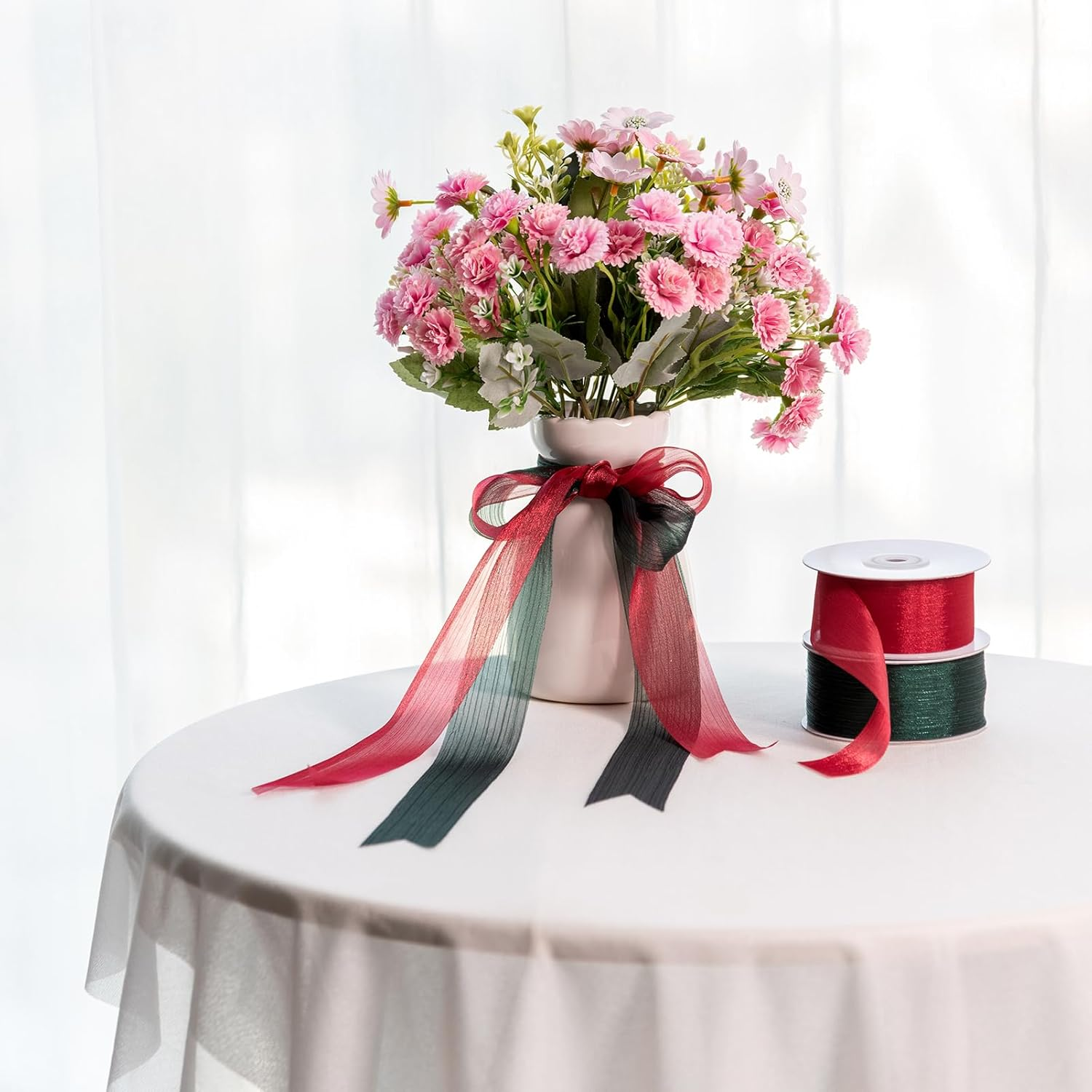 Gift Ribbon Chiffon Ribbon Wedding Ribbons for Gift Wrapping 1.5 Inch X 25 Yard Dark Green