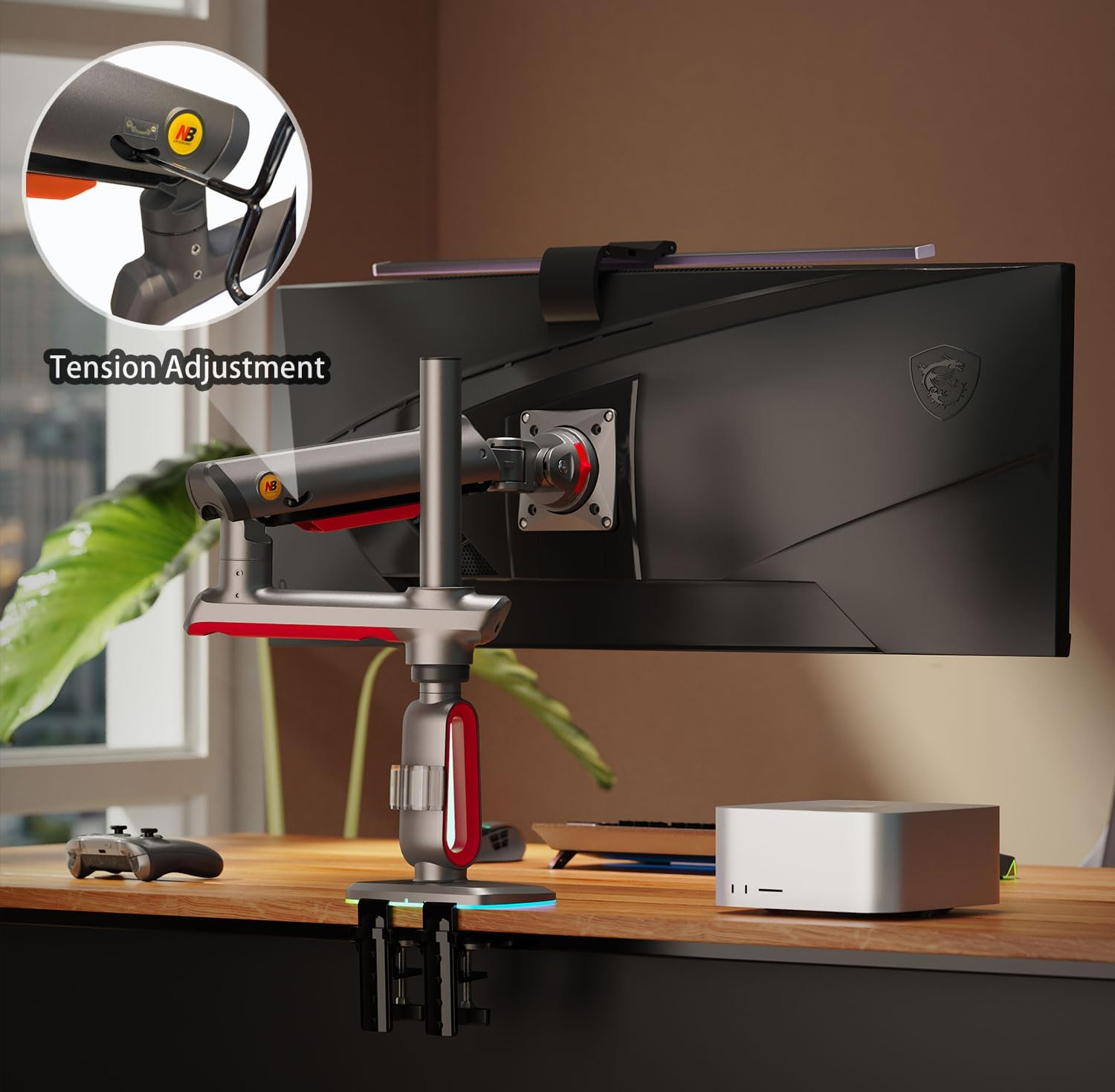 Gaming Monitor Arm for Flat/Ultrawide/Curved Monitors 32 to 60 Inch, Heavy Duty Monitor Stand Load up to 20 Kg, VESA 75/100 Mm Monitor Mount L70 image number 3