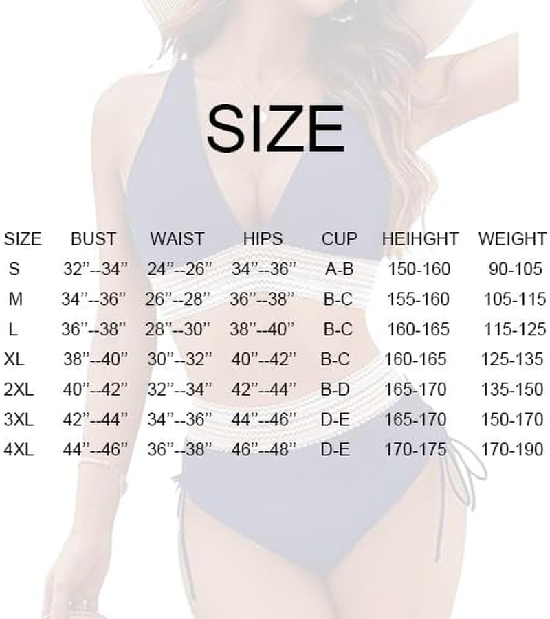 Sunny Salty Bikini Set for Women, Deep V Neck High Waisted Tummy Control Bikini Set for Women, Two Piece Sunny Salty Bathing Suit for Womens image number 5