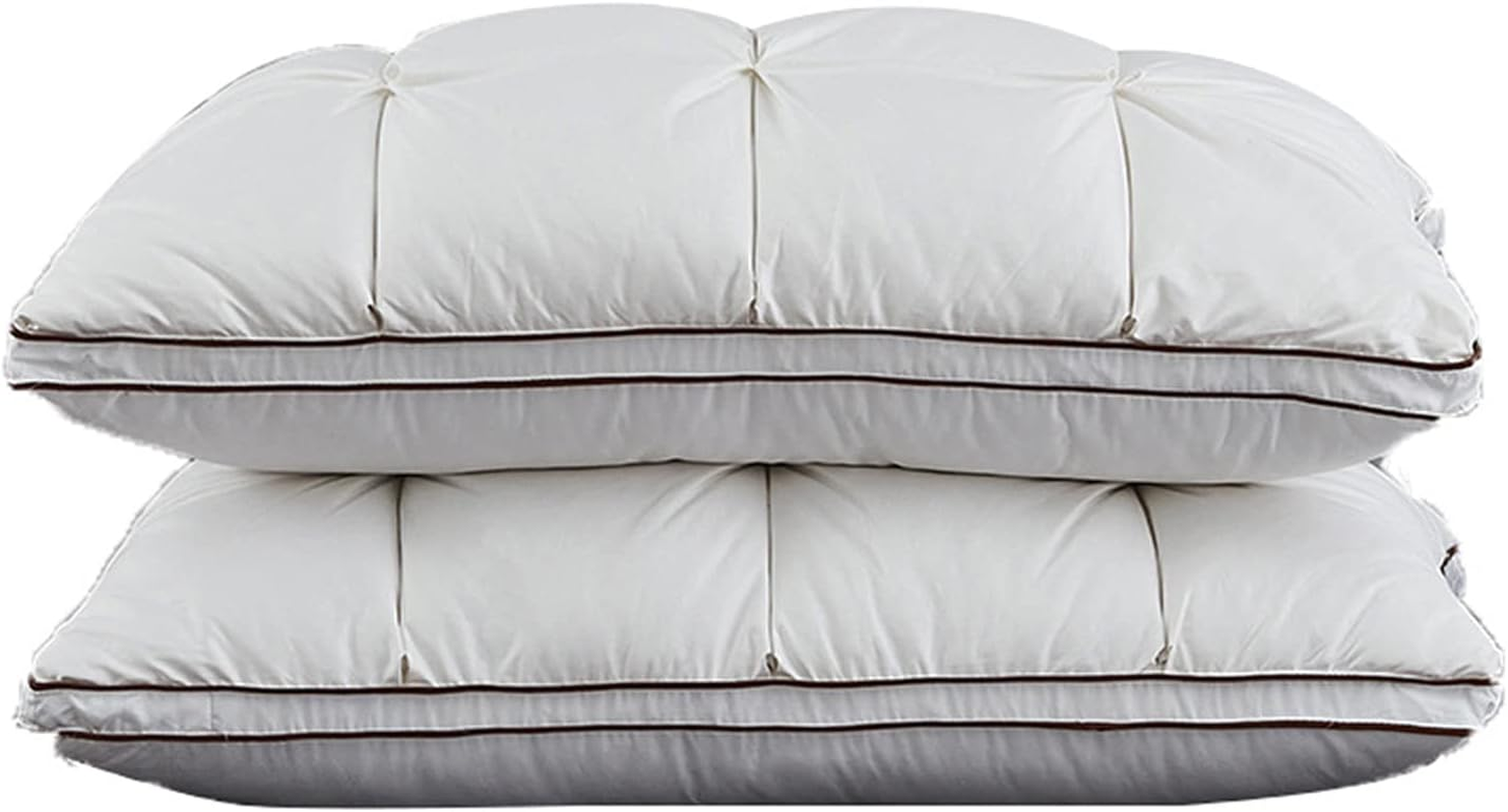2 Pcs Goose down Pillow, Luxury Australia 100% White Goose down Pillow, Cotton Fabric, Luxury 900 Fill Power, King Size,Coffee