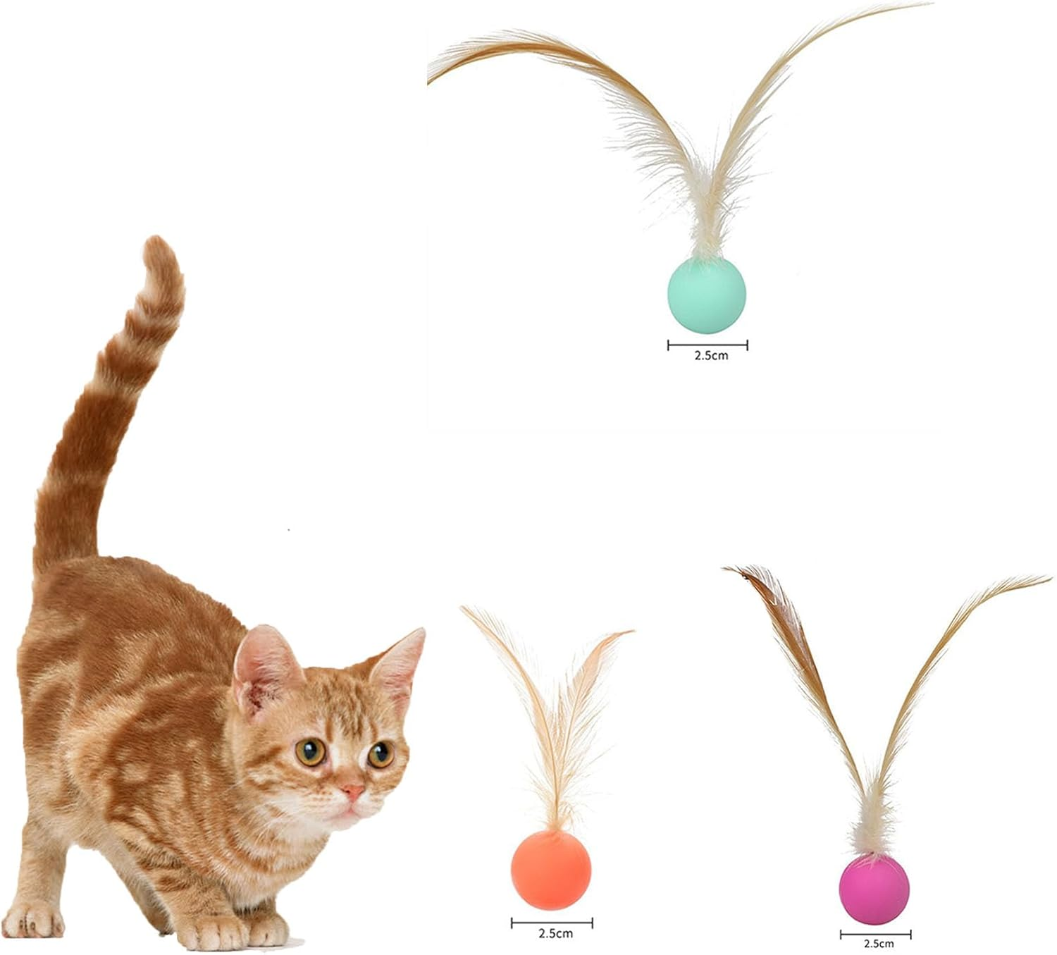 1 Pack Folded Cat Tunnel and Cat Balls Toy with Feathers,Cat Toys Tunnels for Indoor Cats,Cat Toys Bouncy Balls for Indoor Interactive Cats Soft Kitten Toys image number 1