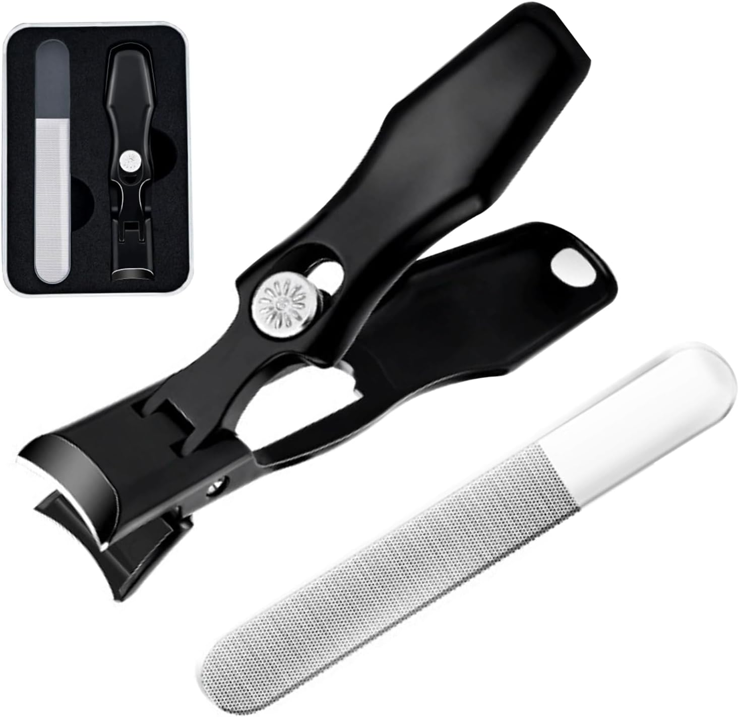 Nail Clippers German Nail Clipper for Men Professional Extra Large Heavy Duty Toe Clippers Fingernail Cutters Long Handle with Catcher File for Men Tough Nails Seniors Adults(Color:Black) image number 6
