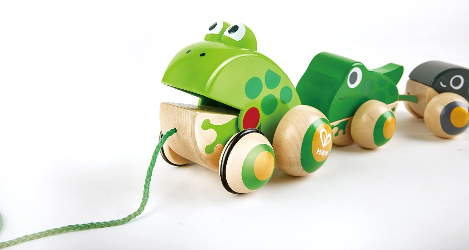 Hape Pull-Along Frog Family Toy &ndash; Wooden Toddler Pull Toy for Kids 12M+ | Fun & Educational Frog Life Cycle Learning | Interactive Walking Action | Safe & Durable Play Toy image number 4