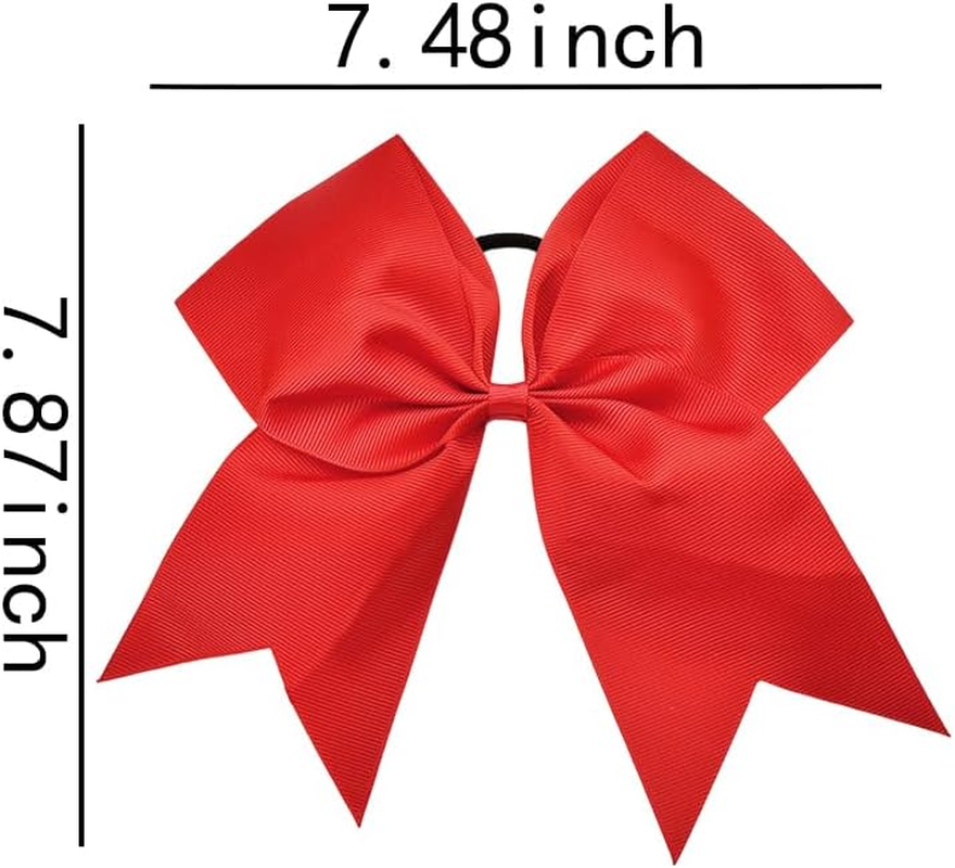 Red Cheer Hair Bows Cheerleading Hair Bows Ties for Women Girls 8 Inches Jumbo Hair Ribbon Red Bow Hair Elastics Cheerleaders Hair Accessories Bowknot Hair Ponytail Holders for Long Thick Hair image number 3