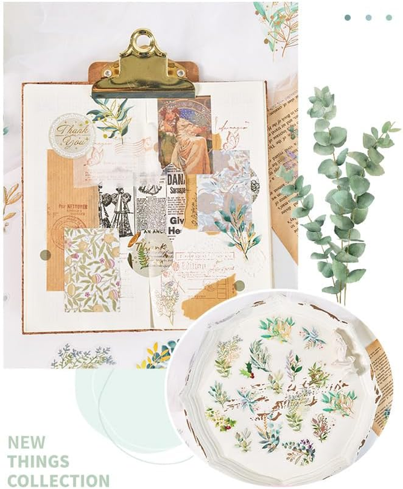 Lehuan 320PCS/ 8Pack Retro Pretty Floral Stickers, Self-Adhesive Nature Themes Plants Flowers Stickers for Scrapbooking, Arts, DIY Craft, Journal, Album, Card Making, Water Bottle Laptop Decorative image number 3