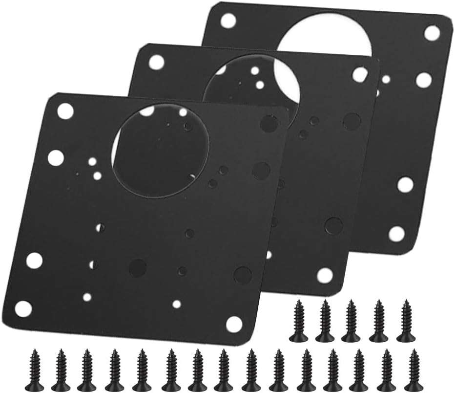 3PCS Stainless Steel Cabinet Door Hinge Repair Plate Furniture Cabinet Door Hinge Fixed Installation Hinge Hole Repair Artifact with Screws (Black) image number 4