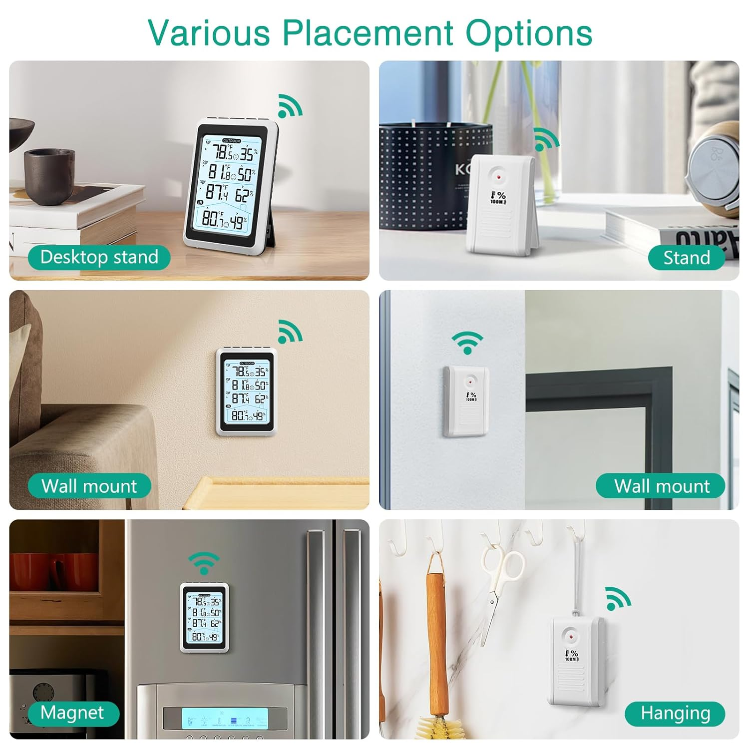 ORIA Digital Thermometer Hygrometer, Indoor Outdoor Temperature Humidity Monitor with 3 Remote Sensors, Wireless Thermometer with Backlight, Comfort Icon, Min/Max Records, for Home, Garden, Greenhouse image number 2