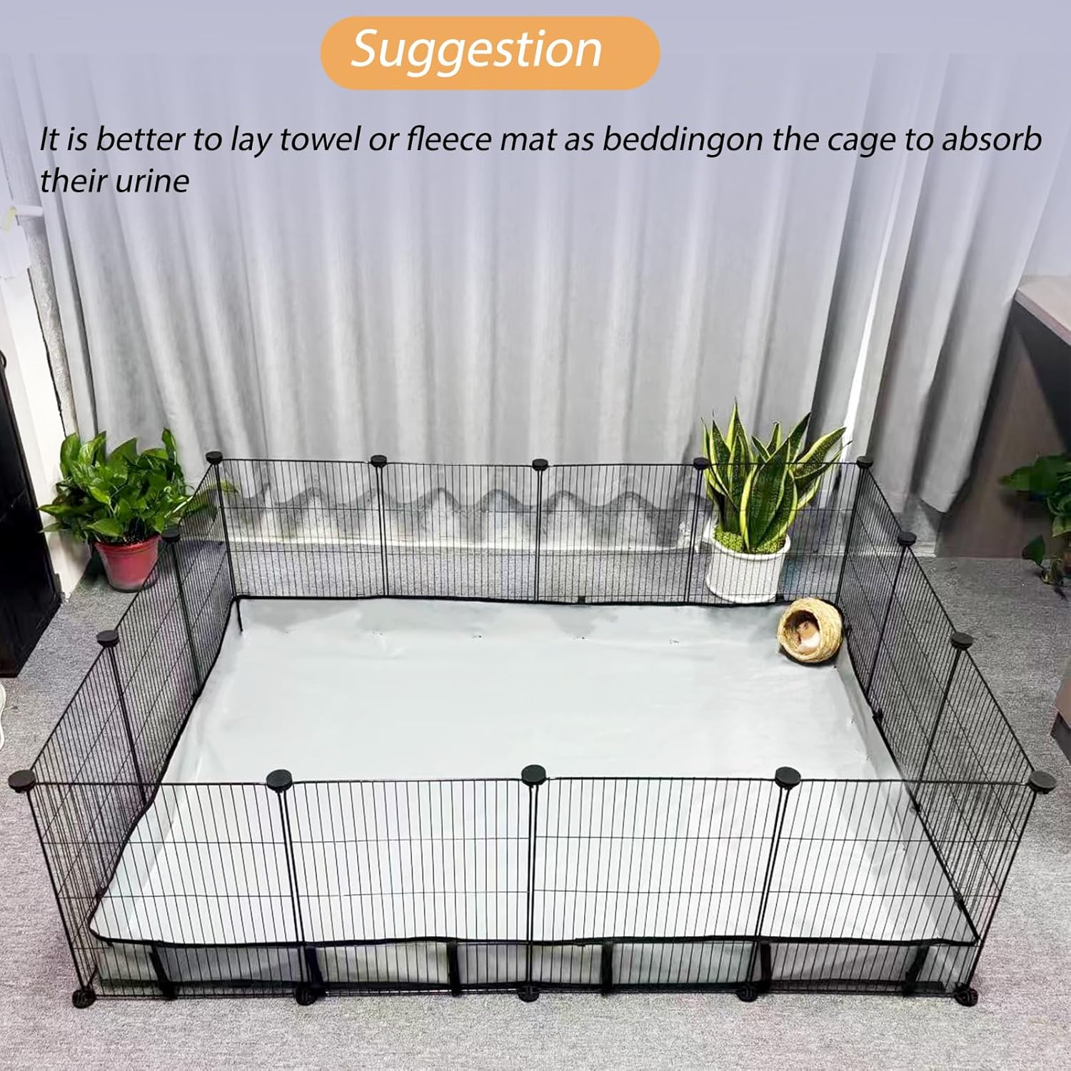 Guinea Pig Cage Liner Tarp Bottom Waterproof and Washable Base Also for Rabbits, Bunny, Chinchesillas, Hedgehog, Ferrets and Other Small Animals(42X56 Inches) image number 4