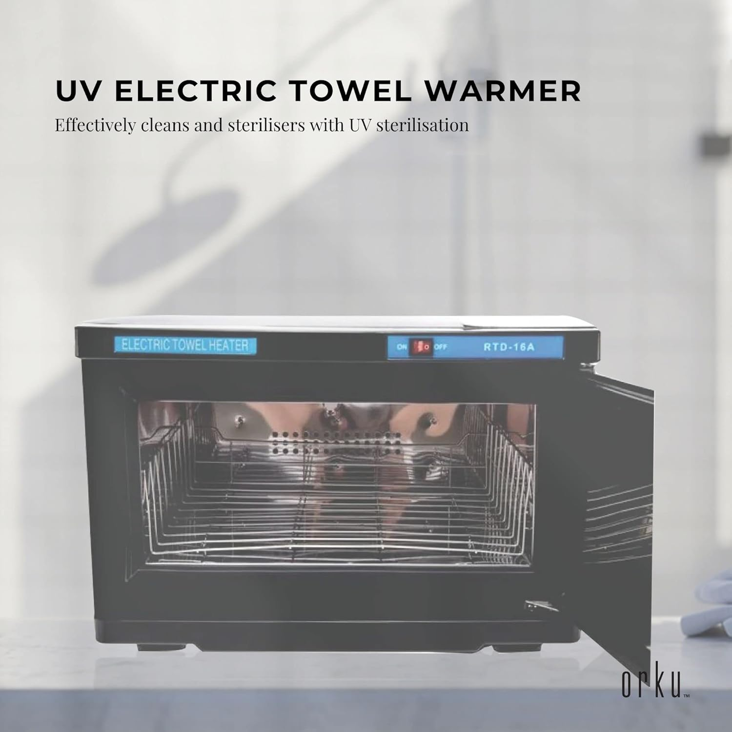 16L Black UV Electric Towel Warmer Steriliser Cabinet Beauty Spa Heat Sanitiser image number 3