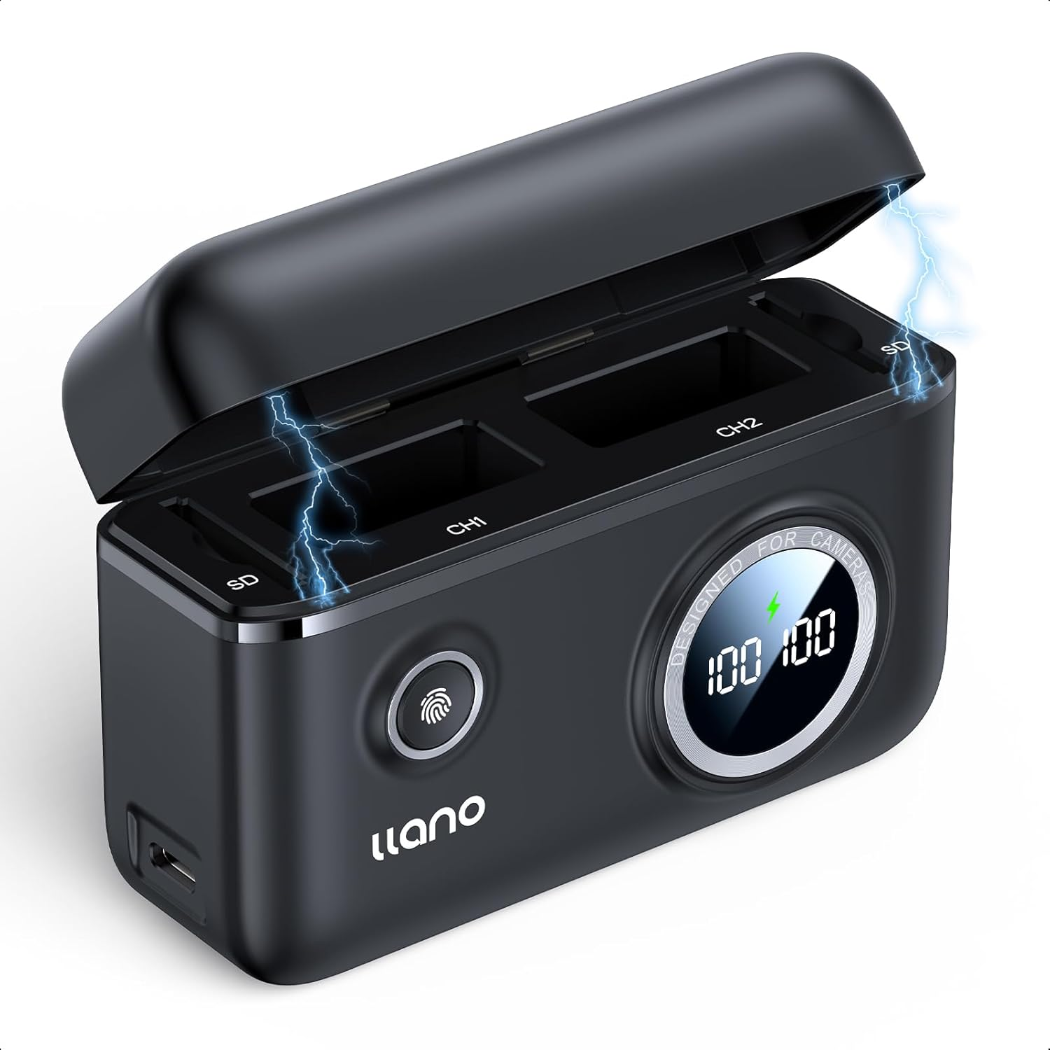 Llano LP-E17 Battery Charger, Compatible with Canon EOS R50 R100 RP R10 R8, Rebel T8I, T7I, T6I, T6S, SL2, SL3, EOS M3, M5, M6, 250D, Dual Slot, 18W USB C, Smart Digital Display, Magnetic Snap Cover image number 2