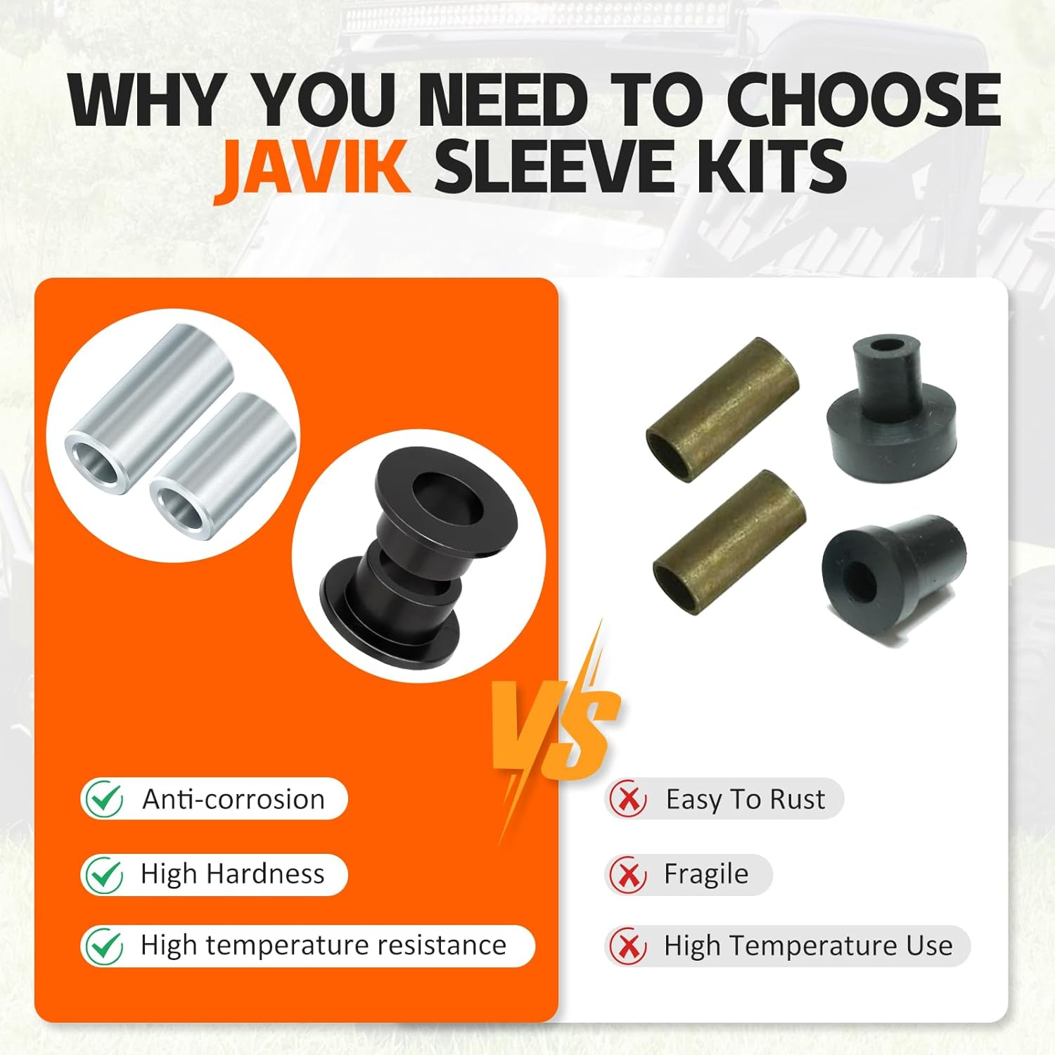 Front Shock Bushing Sleeve Kit for Polaris Ranger 1000 900 800 700 570 500 Diesel Brutus PRO XD image number 2