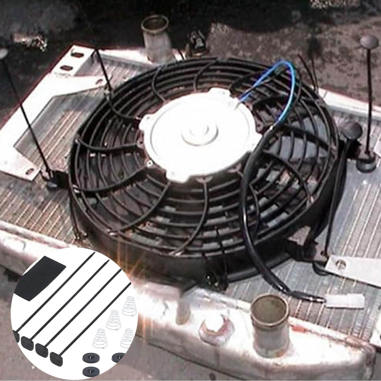 Electric Radiator Fan Mounting Kit, 2 Sets 40 Pcs Car Electrical Radiator Cooling Fan Mount Kit, Electric Cooling Radiator Fan Parts for Auto Modification image number 2