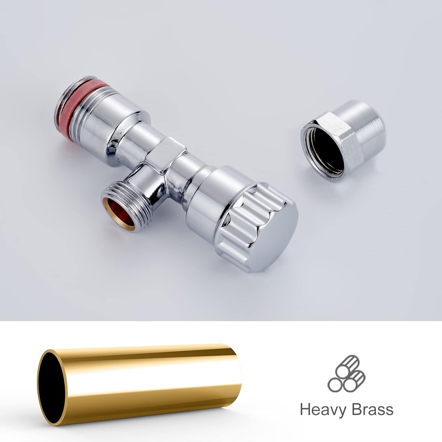 Ibergrif M22022-2 Angled Water Isolating Valves, Self-Sealing, 1/2" Wall Connection, 3/8 Inch Outlet, Wall Mounted, 2Pcs/Set, Chrome image number 5