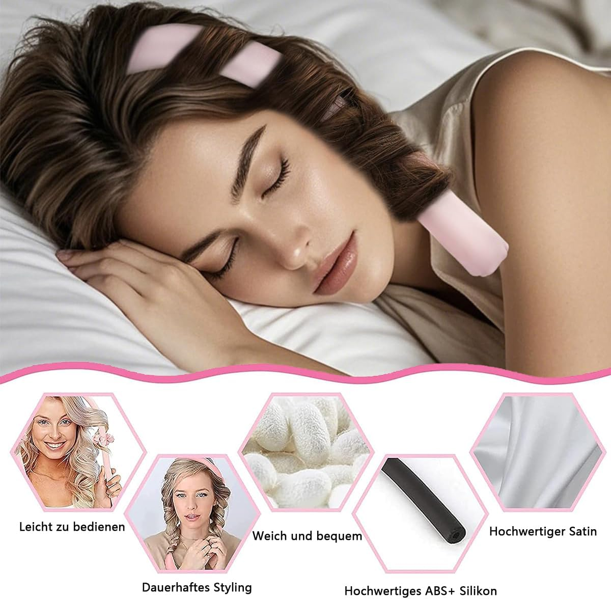 CUEMOON Curls without Heat, Heatless Curls Band Curlers Overnight, Silk Bands Hair, Curls Make Overnight Long Hair Ribbo image number 3