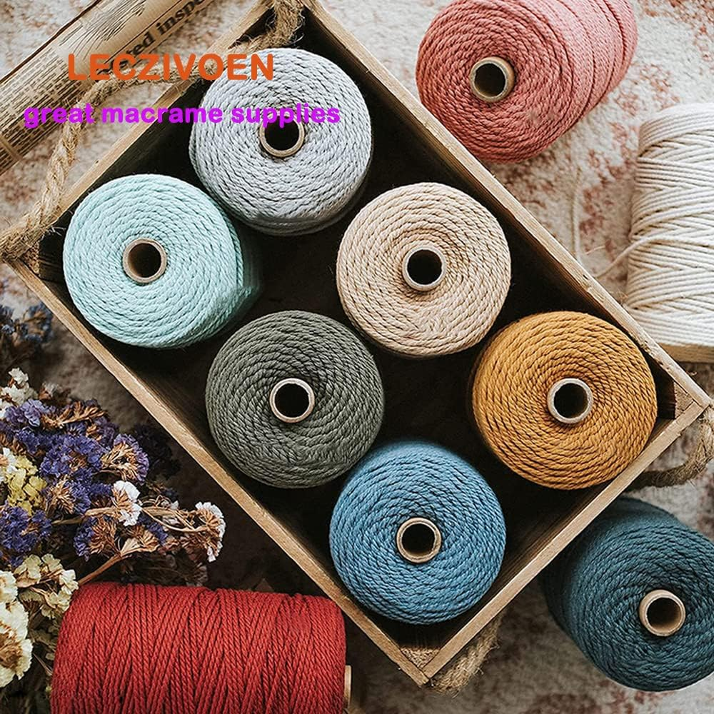 Macrame Cotton Cord, 4 Ply Twisted Macrame Yarn, Natural Cotton Cord Perfect Macrame Supplies for Macrame Plant Hangers DIY Crafts (Green, 5Mm*109Yards) image number 1