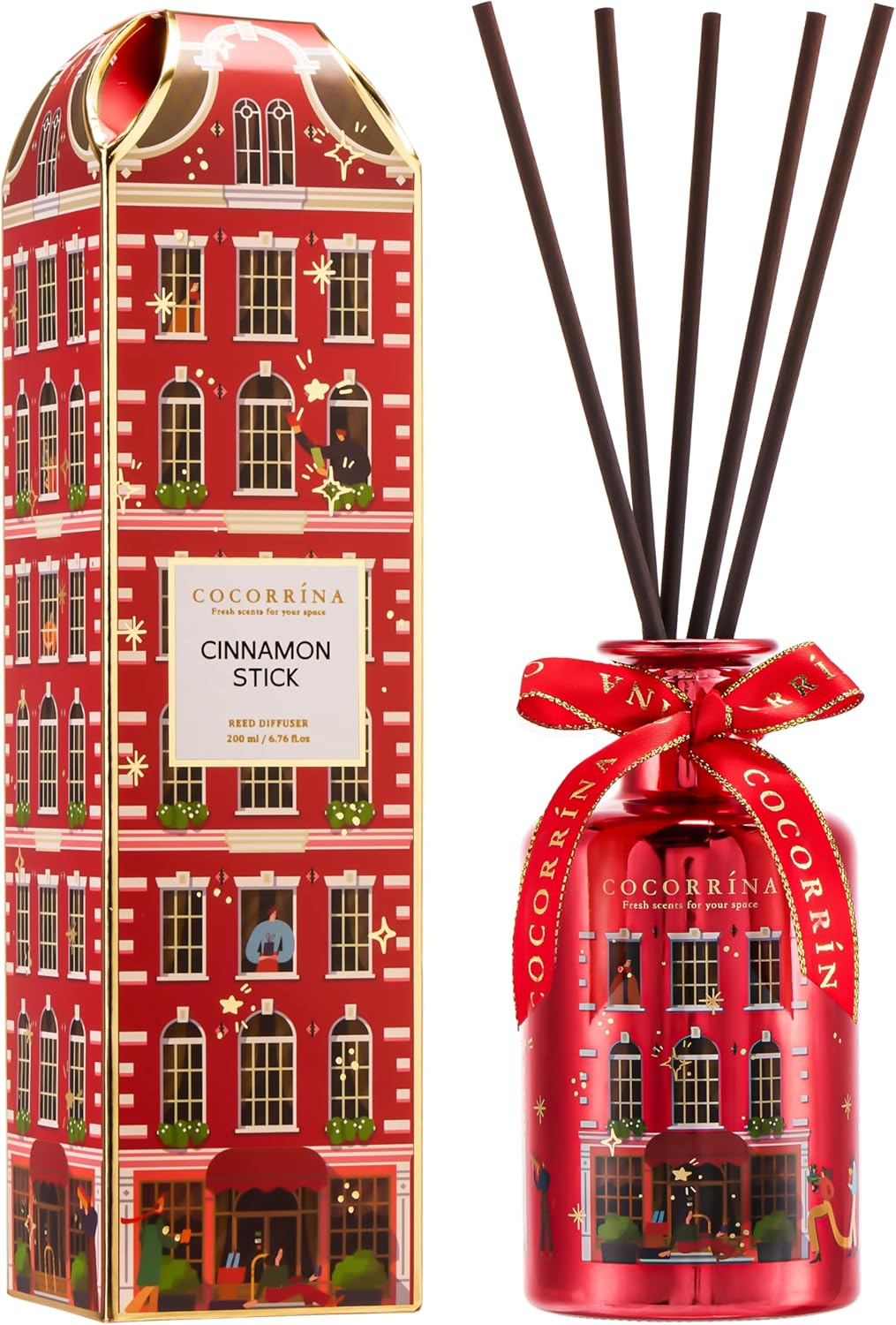 COCORR&Iacute;NA Reed Diffuser - Cinnamon Stick 200Ml Chirstmas Reed Diffuser with 8 Sticks Home Fragrance Bathroom Shelf Decor, Festival Gifts image number 1
