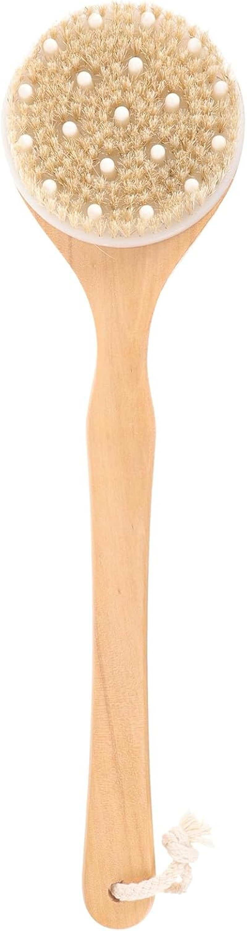 SEWACC Long Handle Boar Bristle Body Brush 41.5X11Cm for Showering and Dry Brushing, Skin Exfoliating Back Scrubber Suitable for Wet and Dry Use in Bathing image number 5