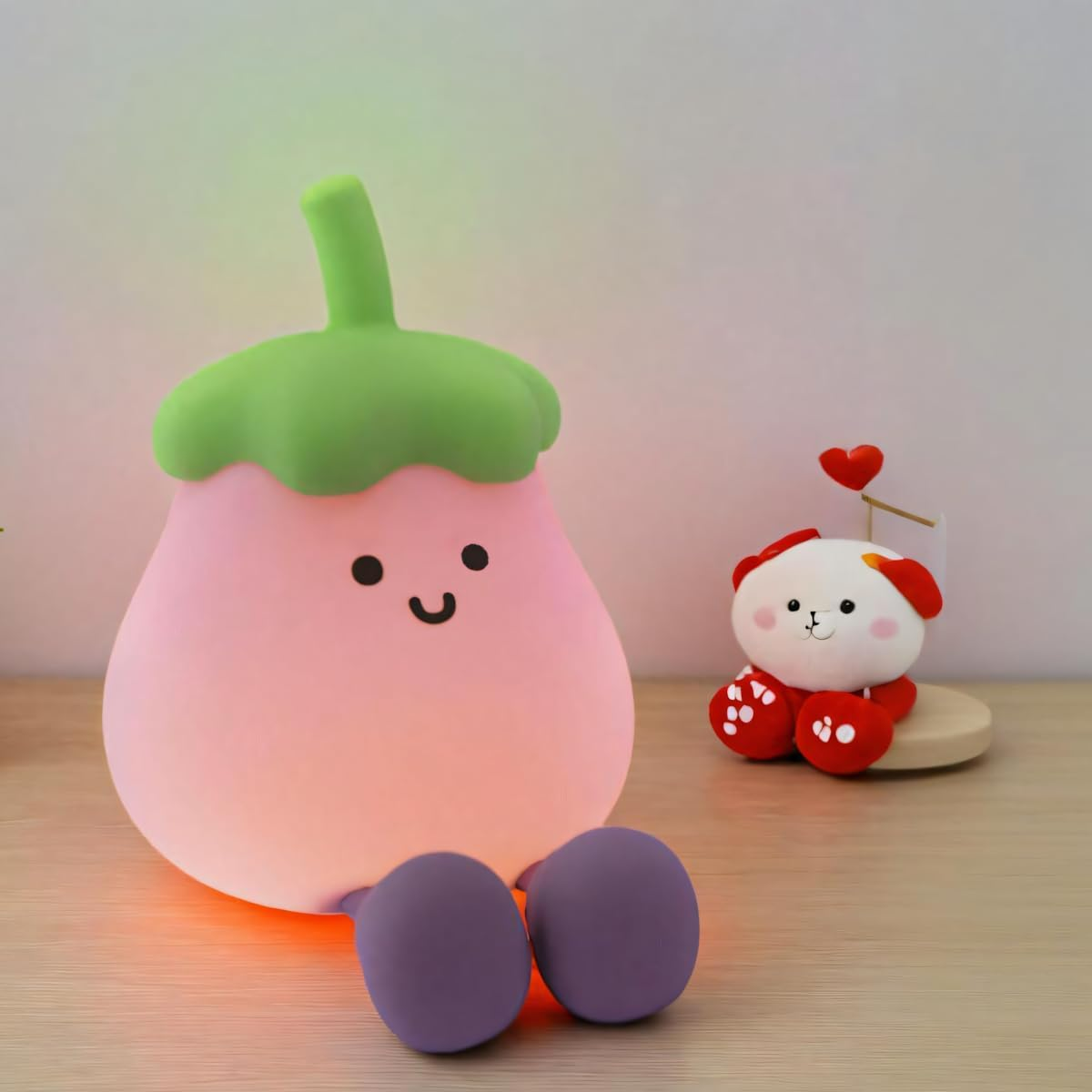 Night Light, Cute Silicone Nursery Lamp with Rechargeable USB, Tap Control, Soft Warm White Changing LED Nightlight, Bedroom Kawaii Decor, Perfect Choice for Valentine&rsquo;S Day, Birthday image number 5