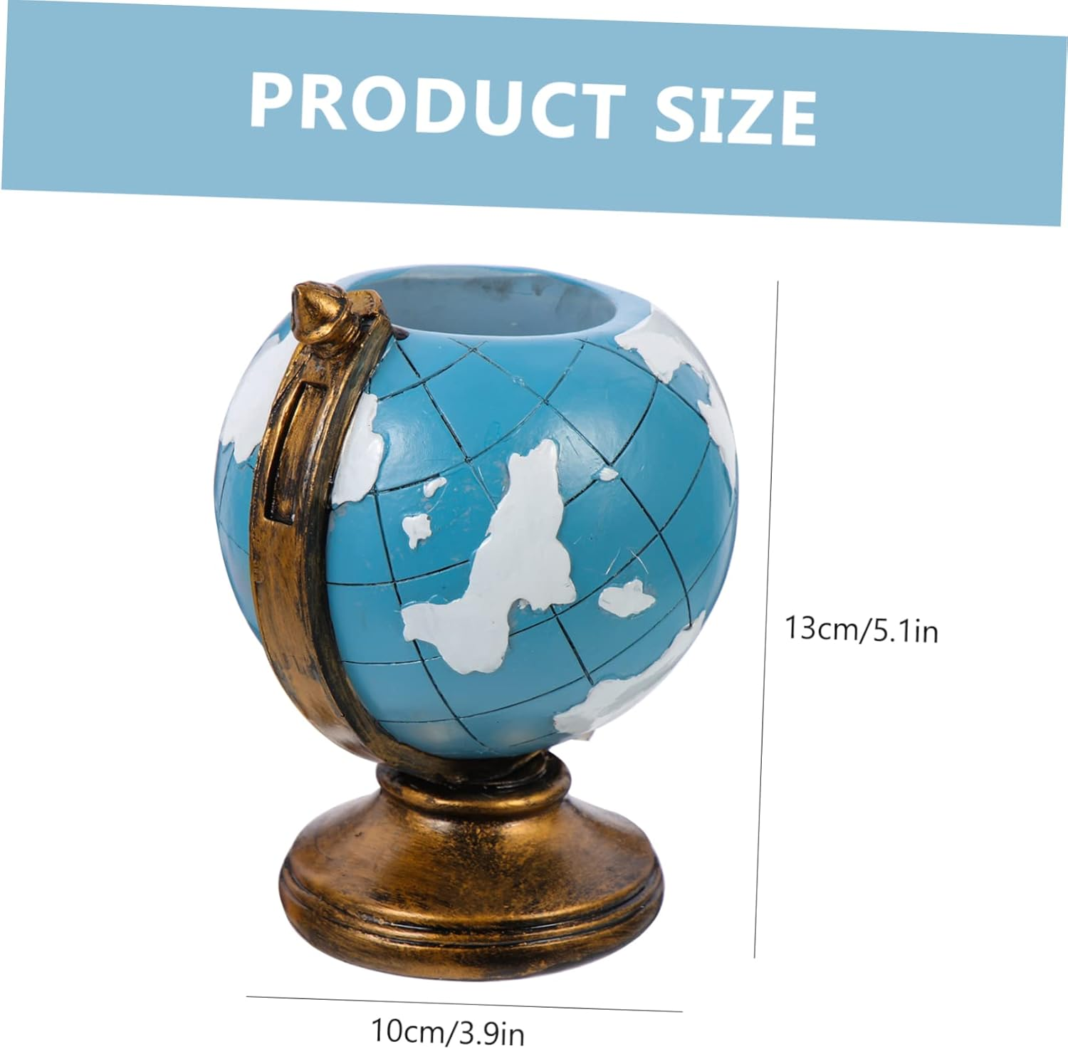 SHOWERORO Globe Ornaments Pen Holder Desk Decor Resin Ornament Boys and Girls Stationery Holder Office Accessory image number 2