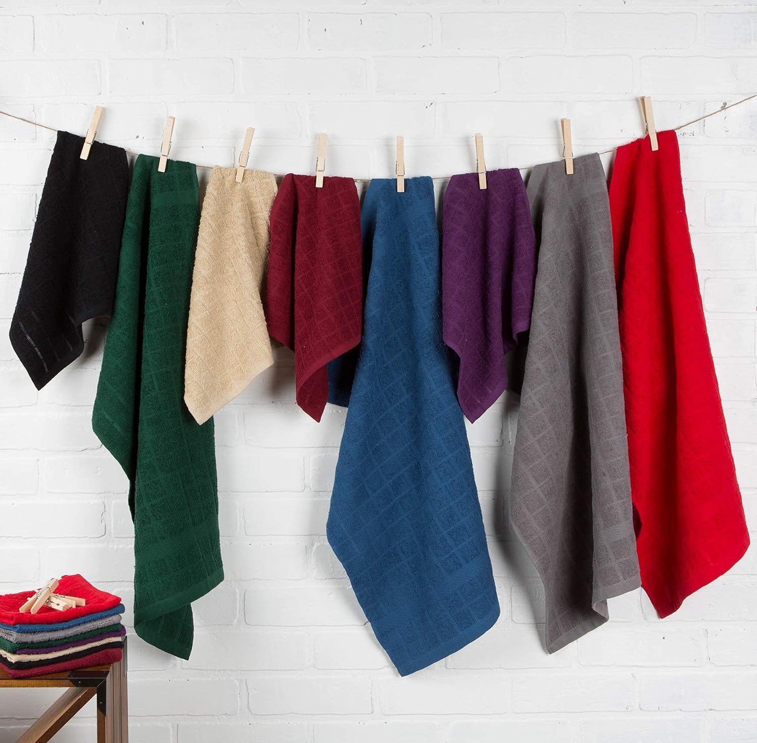 DII Basic Terry Collection Solid Windowpane Dishcloth Set, 12X12, Pebble, 6 Piece - Avocado image number 5