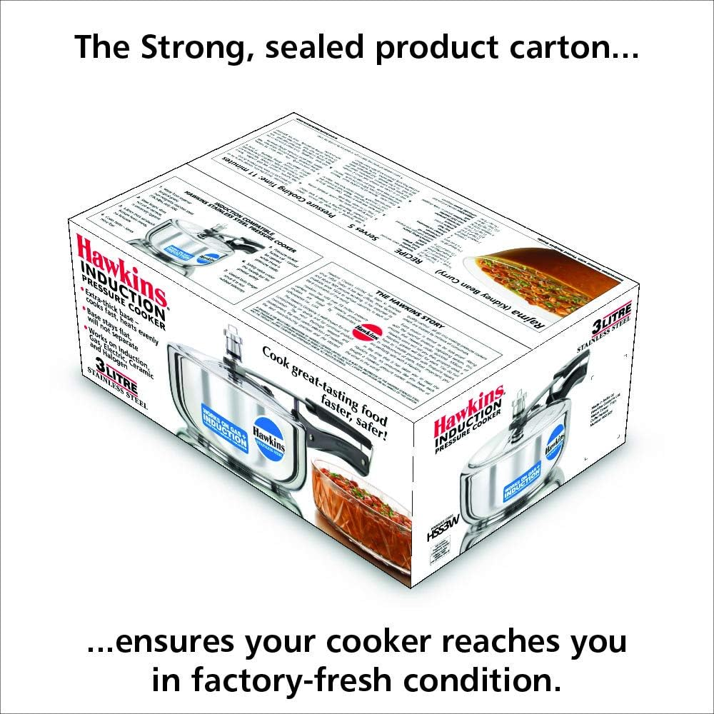 Hawkins Stainless Steel Induction Compatible Wide Pressure Cooker, 3 Litre Capacity, Silver image number 6