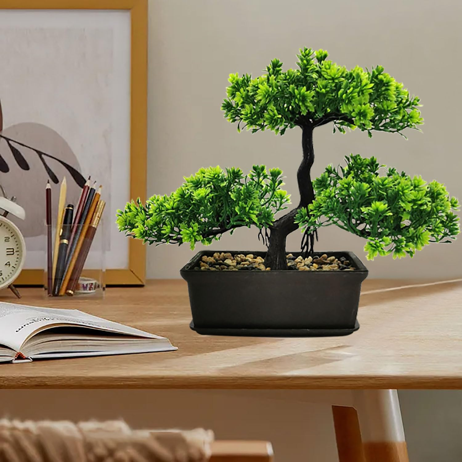 Artificial Bonsai Tree Juniper Faux Plants Indoor Small Fake Plants Decor with Ceramic Pots for Home Table Office Desk Bathroom Shelf Bedroom Living Room Farmhouse Decorations image number 3