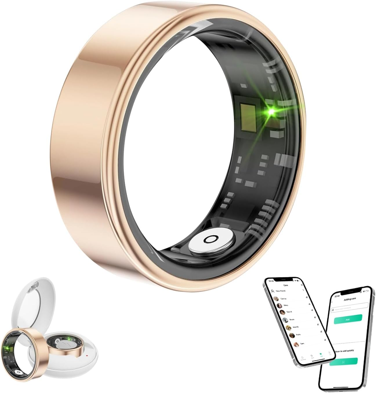 Smart Ring Health Management, Compatible with Android/Iphone, 8 Sports Modes, 3 Data Measurement Functions, IP68 Waterproof, USB Magnetic Charging, Camera Control