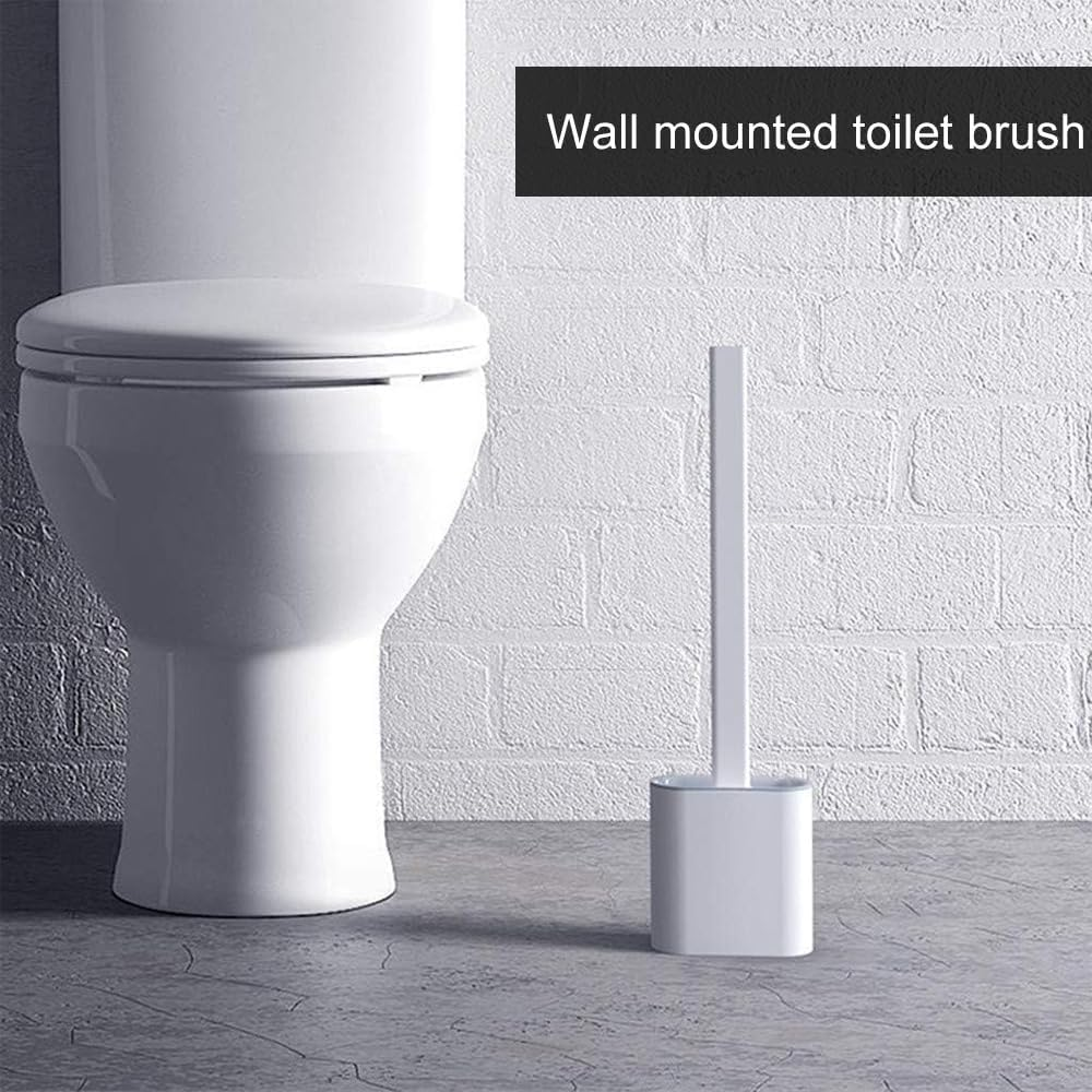2 Pcs Toilet Brush and Holder Set,Wall Mounted and Standing,With TPR Bristles for Bathroom Cleaning image number 3