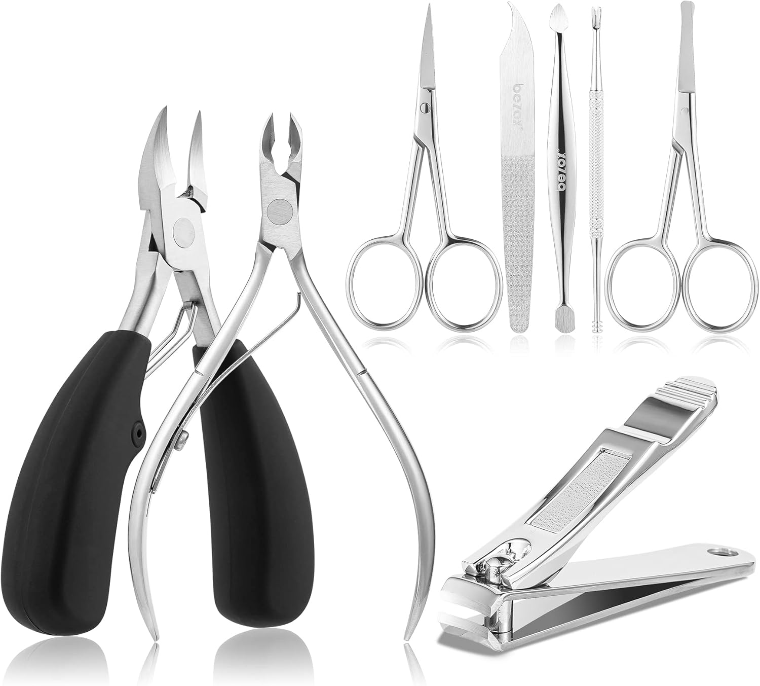 BEZOX Manicure Set, 5 Pieces Nail Clippers, Nail Scissors Tools Kit, Pedicure Toenail Nippers, Stainless Steel Professional Nail Cuticle Nippers, Nail File, Cuticle Pusher, Cuticle Knife image number 1