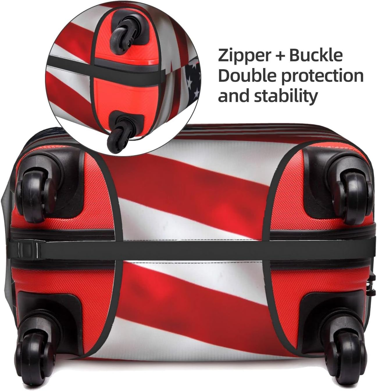 Obabo Dog Family Travel Luggage Cover,Washable Suitcase Cover Protector Anti-Scratch Suitcase Cover Fits 18-32 In, American Flag, L image number 1