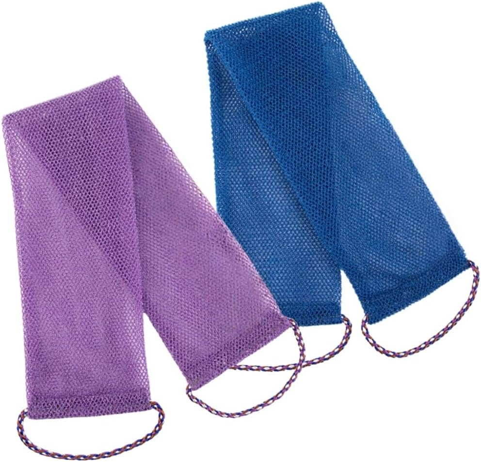 2 Pcs African Bath Net Sponge,Afzoryxn African Net Sponge, African Exfoliating Net Washcloth, Bathing Sponge Net, Long African Bath Sponge,African Exfoliating Net for Skin Smoother Daily Use.(Blue+Purple) image number 3