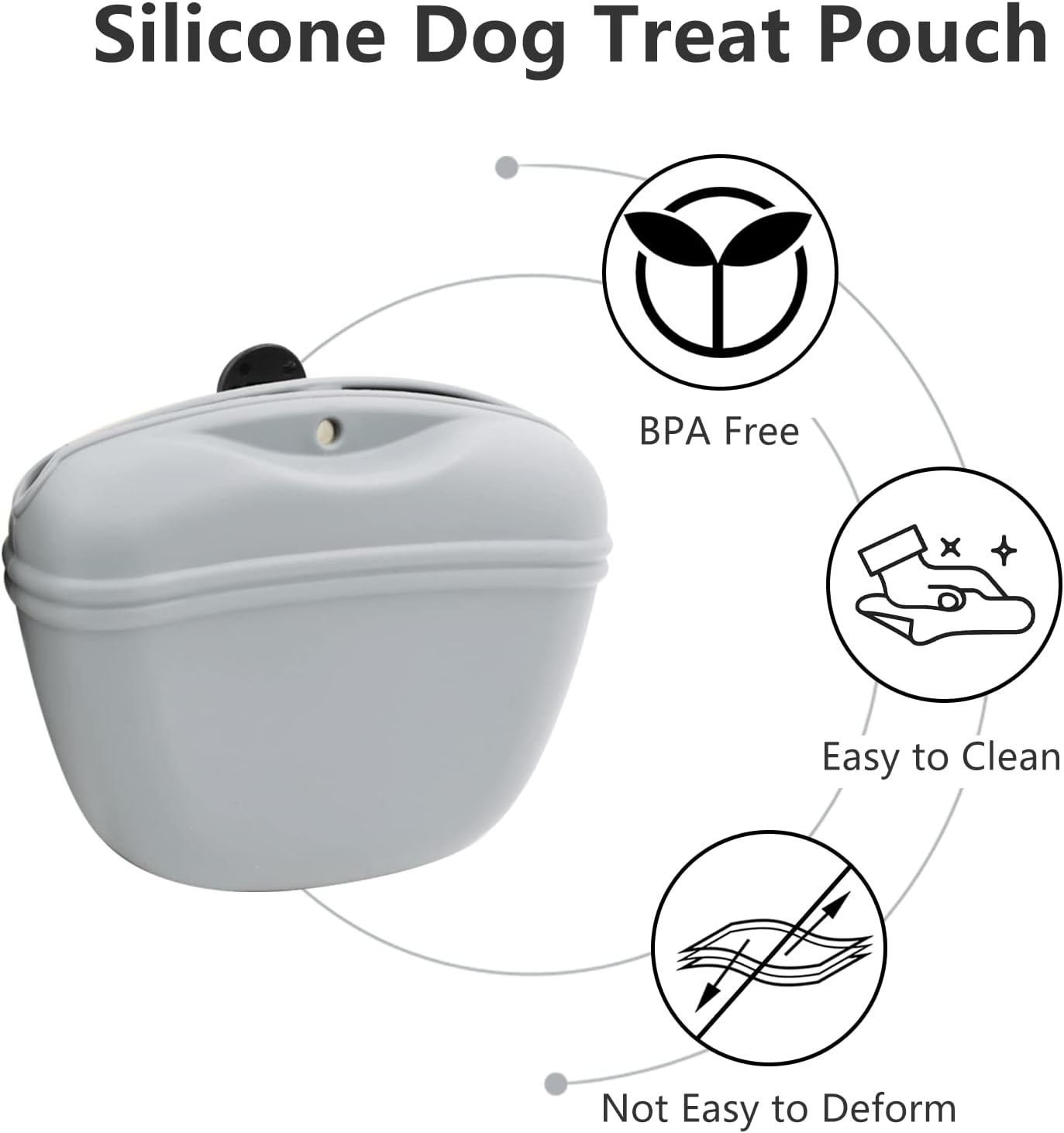 Dog Treat Pouch 2 Pack, Dog Treat Training Pouch, Silicone Pet Treat Bag BPA Free/Clip/Magnetic Dog Walk (Grey & Black) - Yellow  Blue image number 4