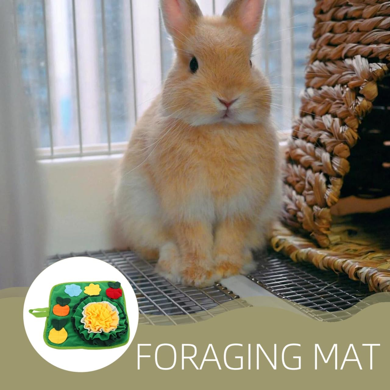 Alasum Small Animal Sniffing Pad 13.6 Inch Soft Foraging Mat Slow Feeder Training Mat for Hamsters Rabbits Guinea Pigs Birds Comfortable Pet Feeding Toy image number 4