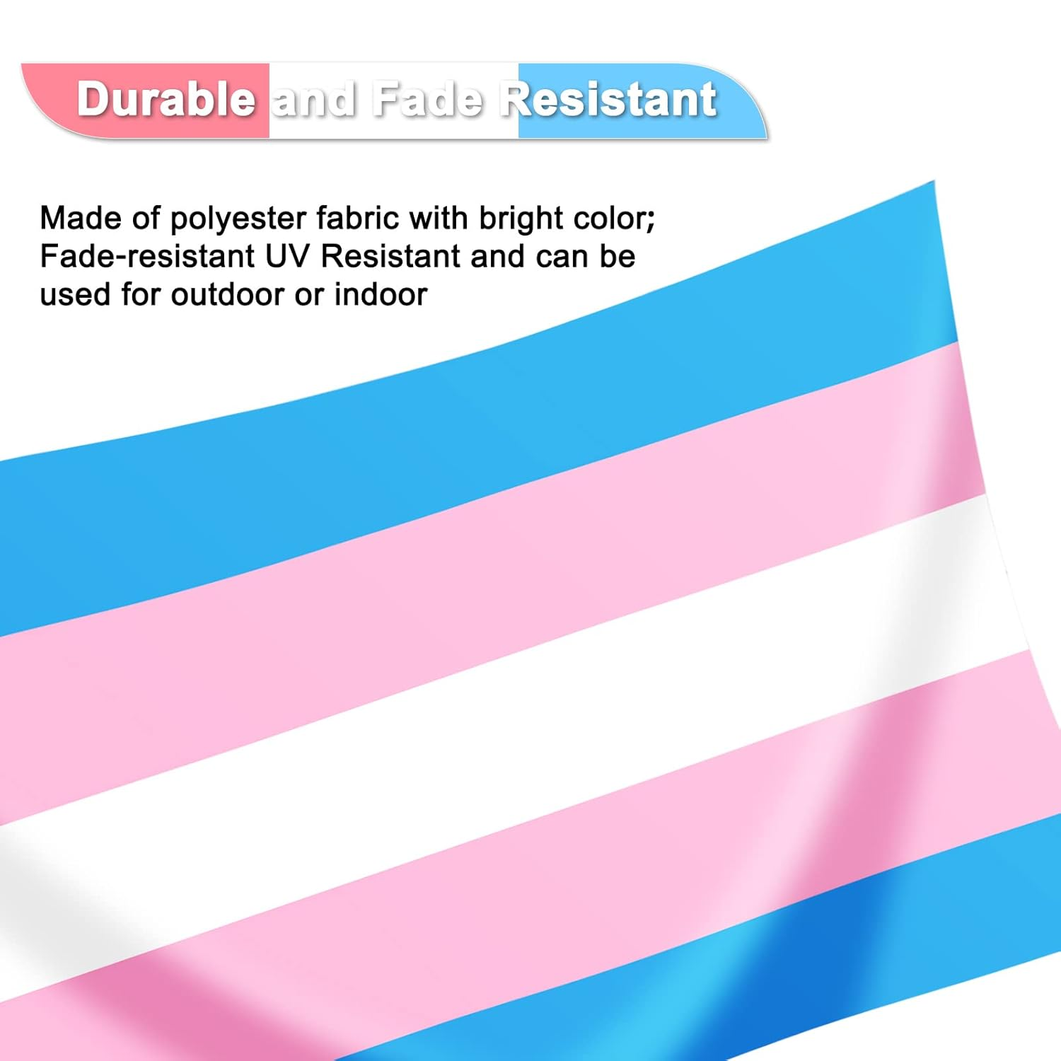 QUEEN KING 3X5 FT Transgender Pride Flag and 60 Pcs Transgender Pride Stickers - Trans Rainbow Banner Pink Blue Rainbow LGBT Pride Month Parade Flags Polyester with Brass Grommets