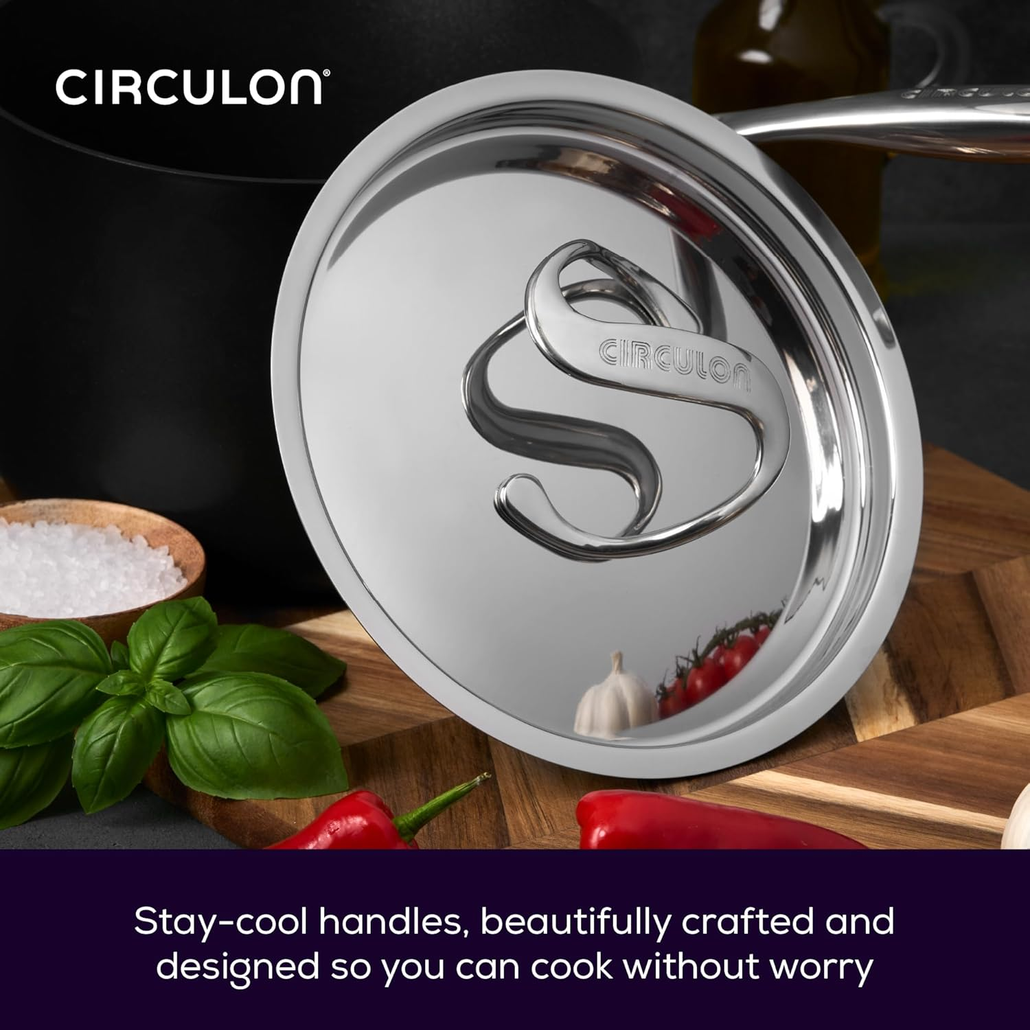 Circulon Style Hard Anodised Sauteuse, 27Cm/3.8L, Black image number 5
