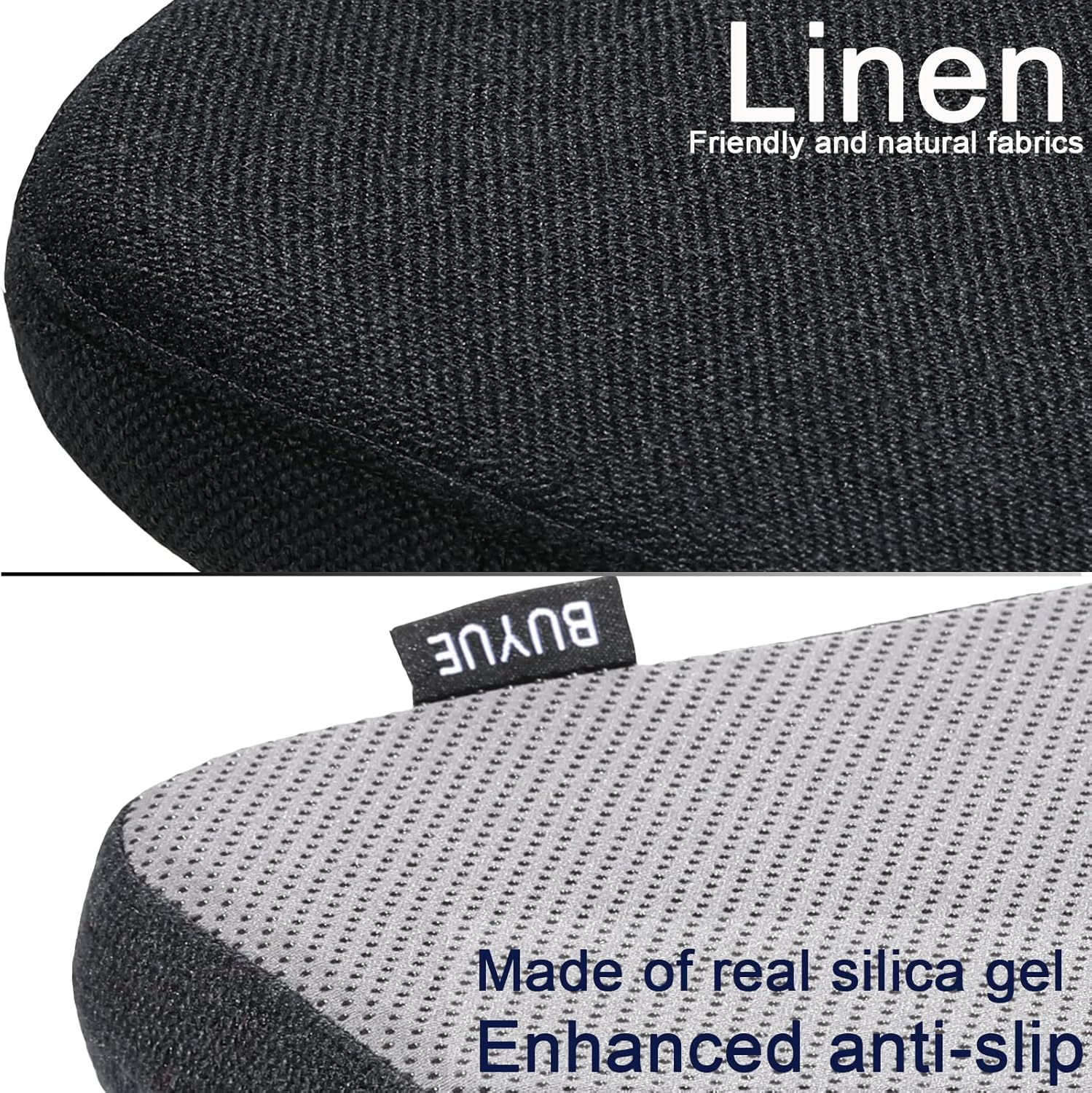 BUYUE Natural Linen Magnetic Bar Stool Cushions Set of 4, Enhanced Anti-Slip Breathable Small Chair Seat Pads for Caf&eacute; Bistro Stackable Metal Stools (Square, Black, 4 Counts) image number 3