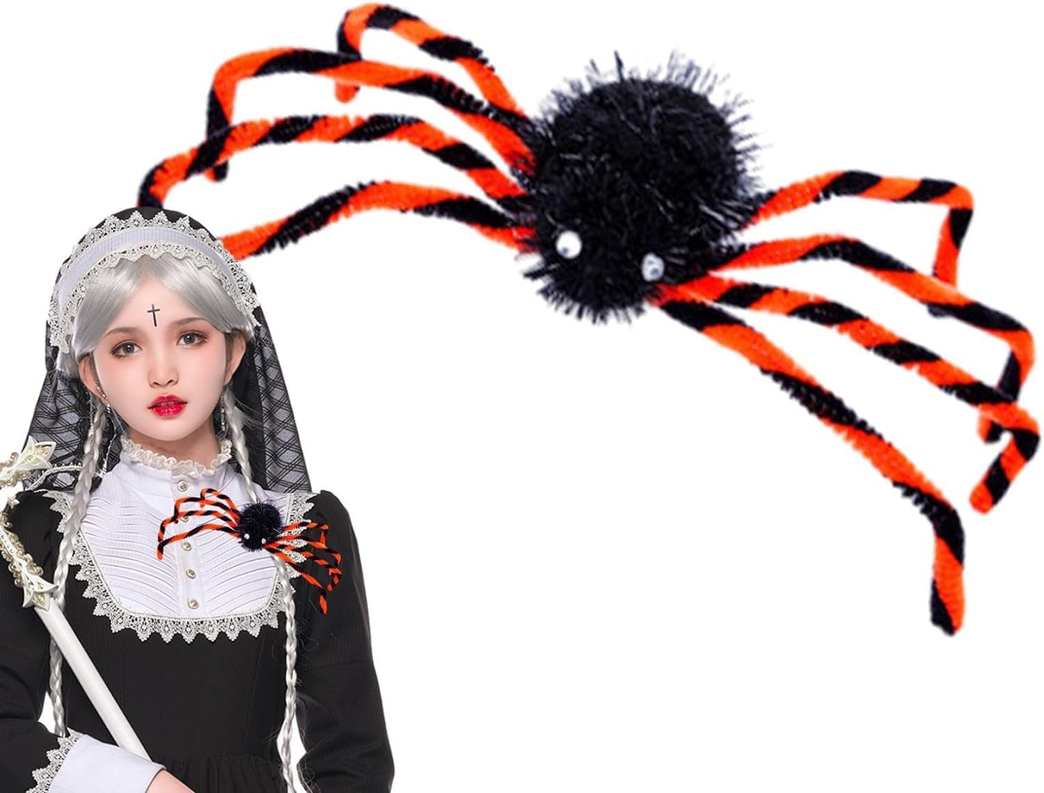 Halloween Spider Headband - Chilling Spider Hair Piece for Cosplay,Outfit Decorations Spider Slap Bracelet/Brooch/Headband for Halloween, Parade, Costume Parties - Three-Dimensional Spider Clapping Circle image number 3